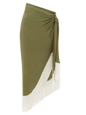 Balmain o1y0625 Midi Skirt in Military Green/White Size 28" / US 6 / IT 42 - 1 Thumbnail