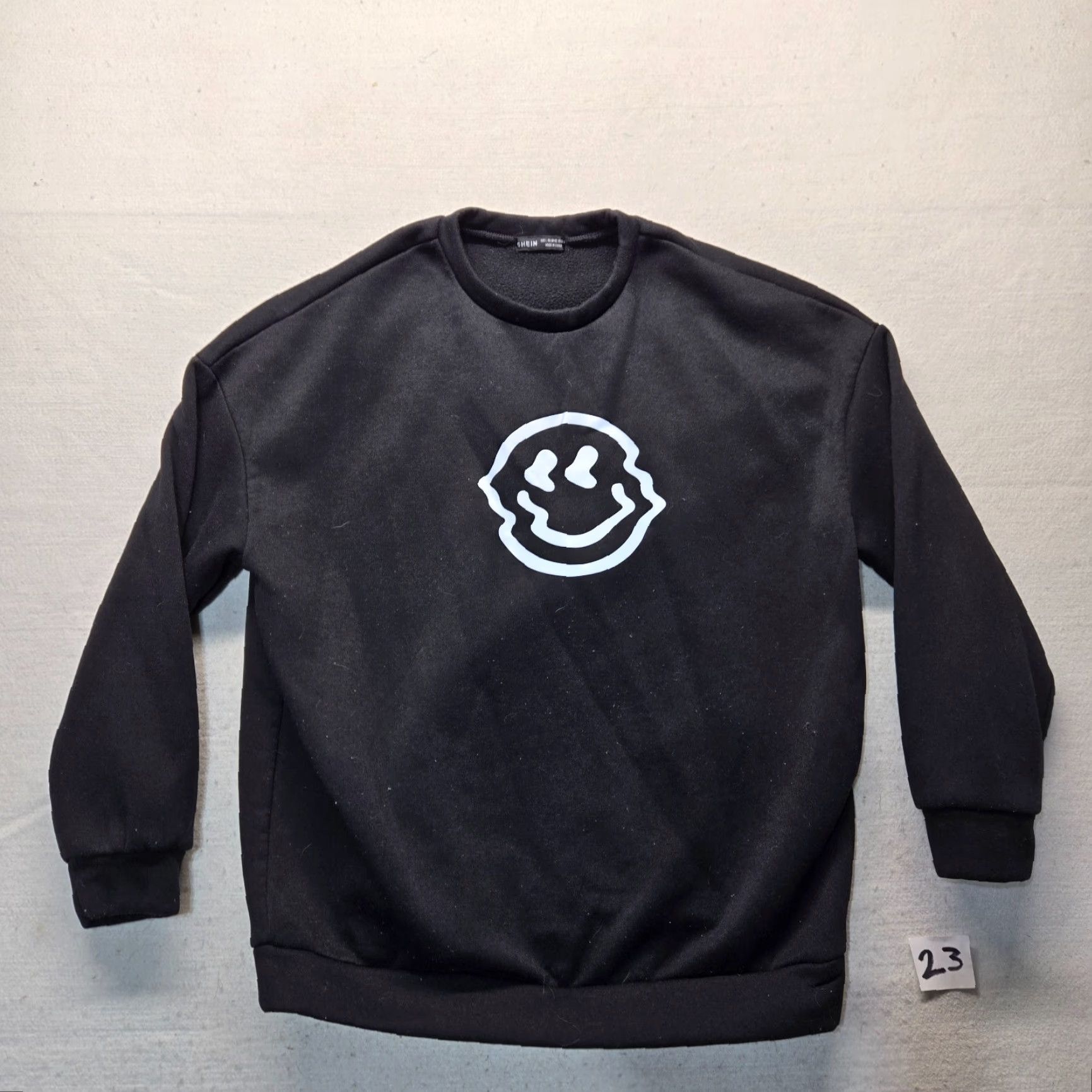Shein SheIn Sweatshirt Solid Black Long Sleeve Adult Women's L Black Pullover Crew Neck Knit 100% Polyester Relaxed Casual Travel & Places Oversized Fall Size L / US 10 / IT 46 - 2 Thumbnail