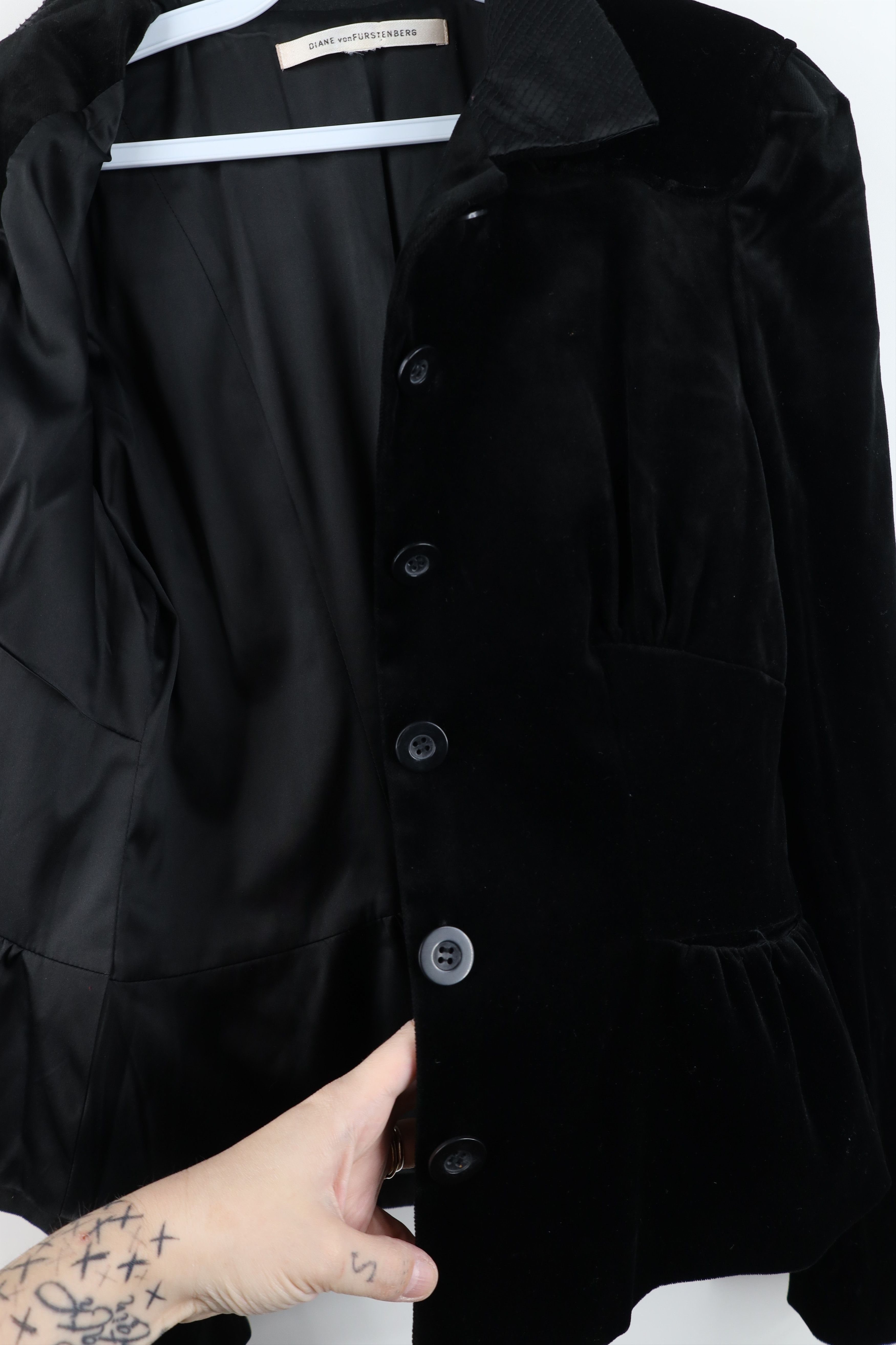 Diane von Furstenberg Diane von Furstenberg Lucille Velvet Velour Jacket Black Size M / US 6-8 / IT 42-44 - 12 Thumbnail