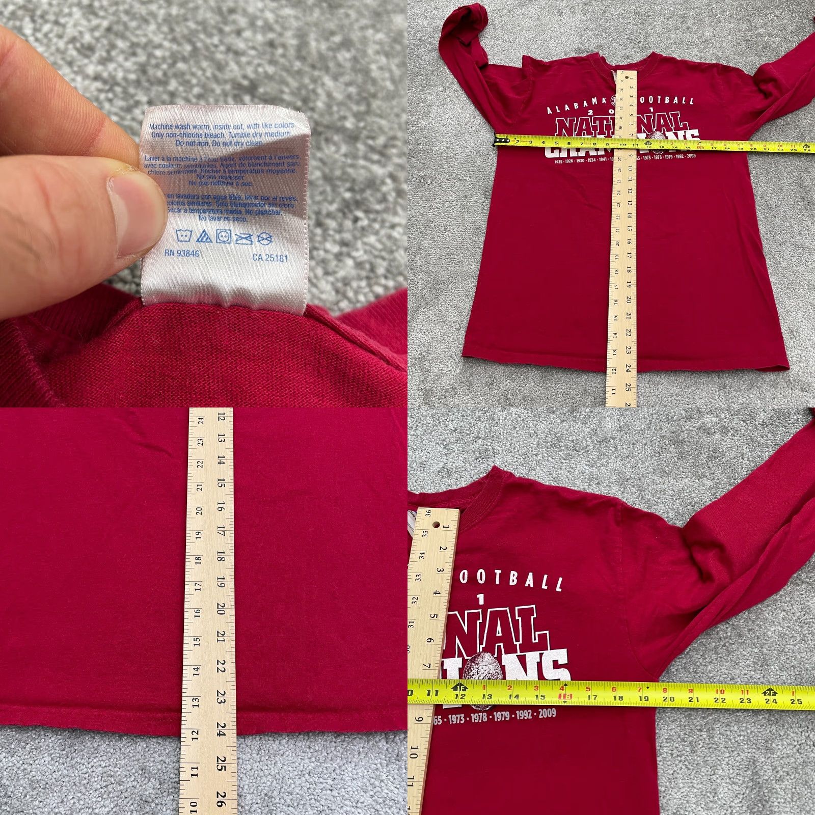 Gildan Gildan Ultra Cotton Long Sleeve T-Shirt Mens Medium Red Alabama Crimson Tide Tee Size US M / EU 48-50 / 2 - 8 Thumbnail