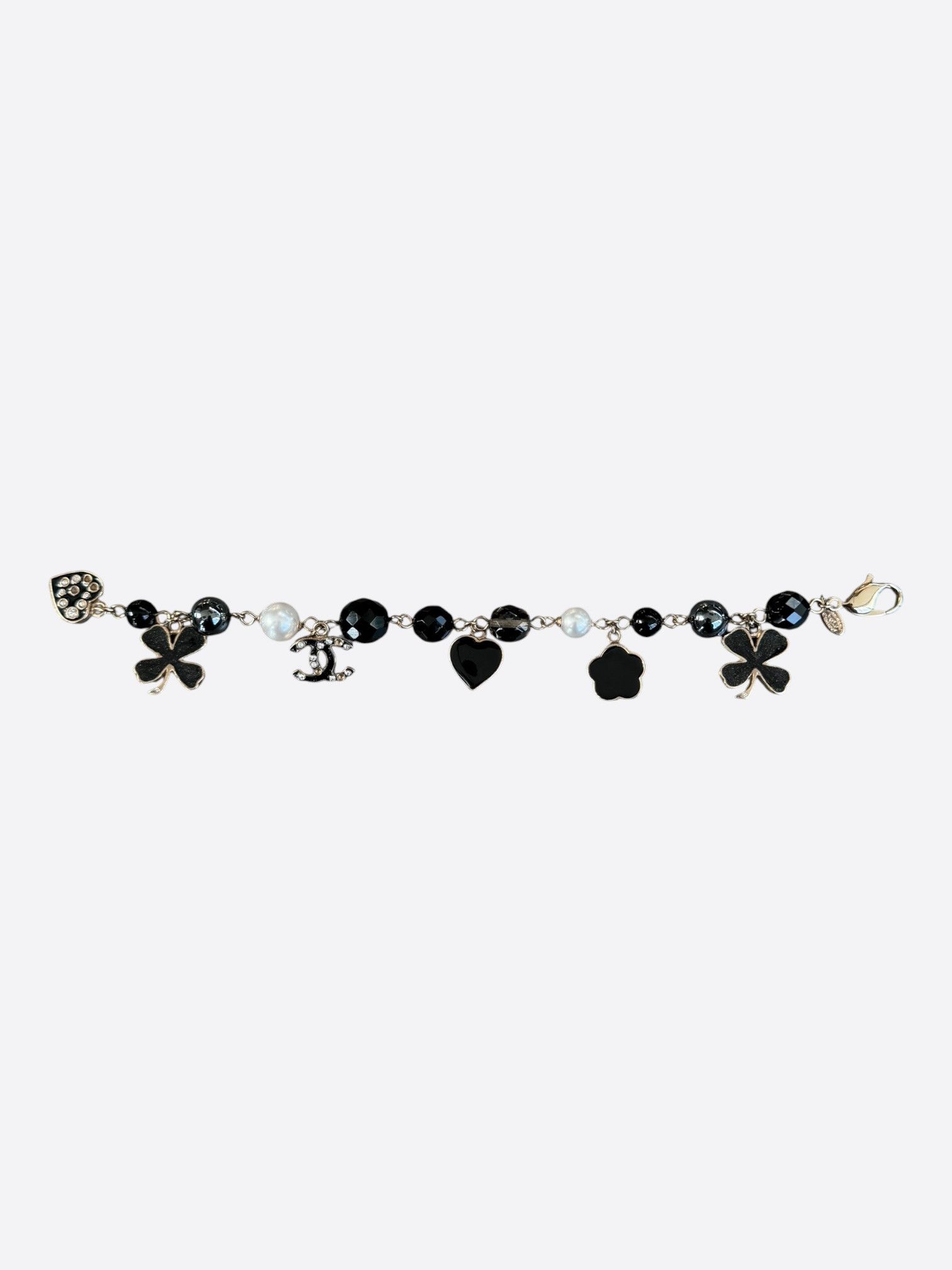 Chanel Chanel Silver & Black CC Faux Pearl Charm Bracelet Size ONE SIZE - 3 Thumbnail
