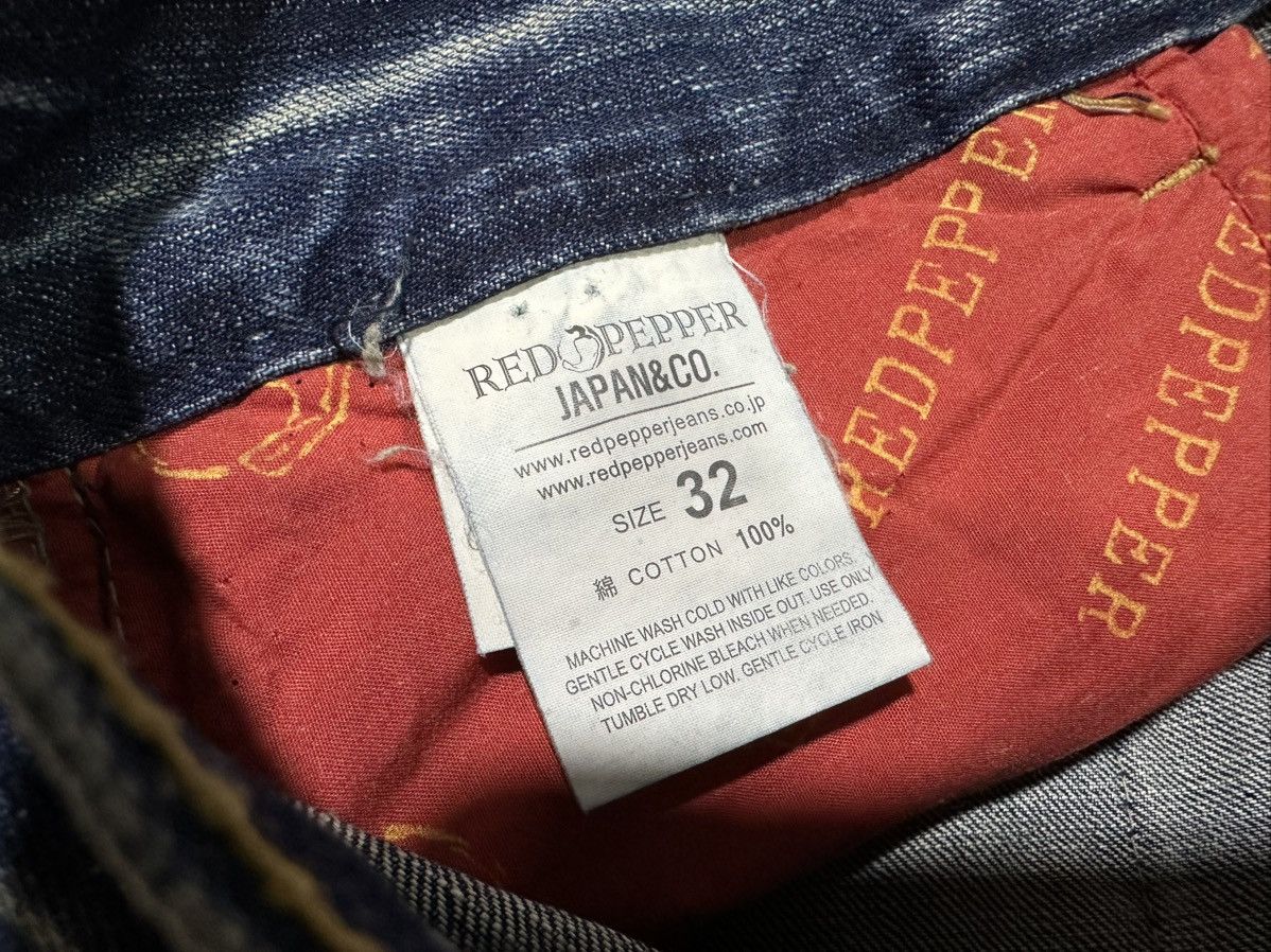 Japanese Brand 🔥Sick Y2K Red Pepper Jeans Flared Denim Distressed Size US 34 / EU 50 - 15 Thumbnail