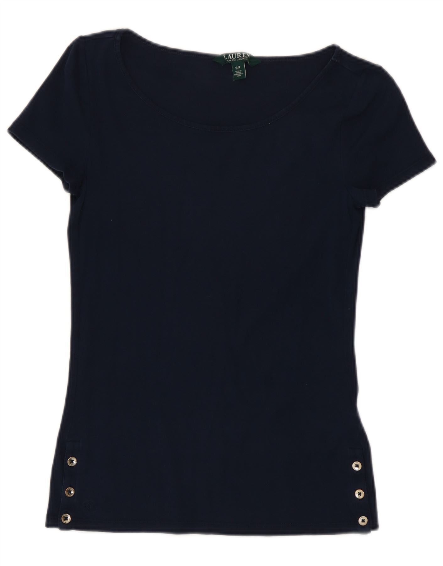 Ralph Lauren Womens T-Shirt Top UK 8 Small Navy Blue Cotton Size XXS / US 00 / IT 34 - 1 Thumbnail