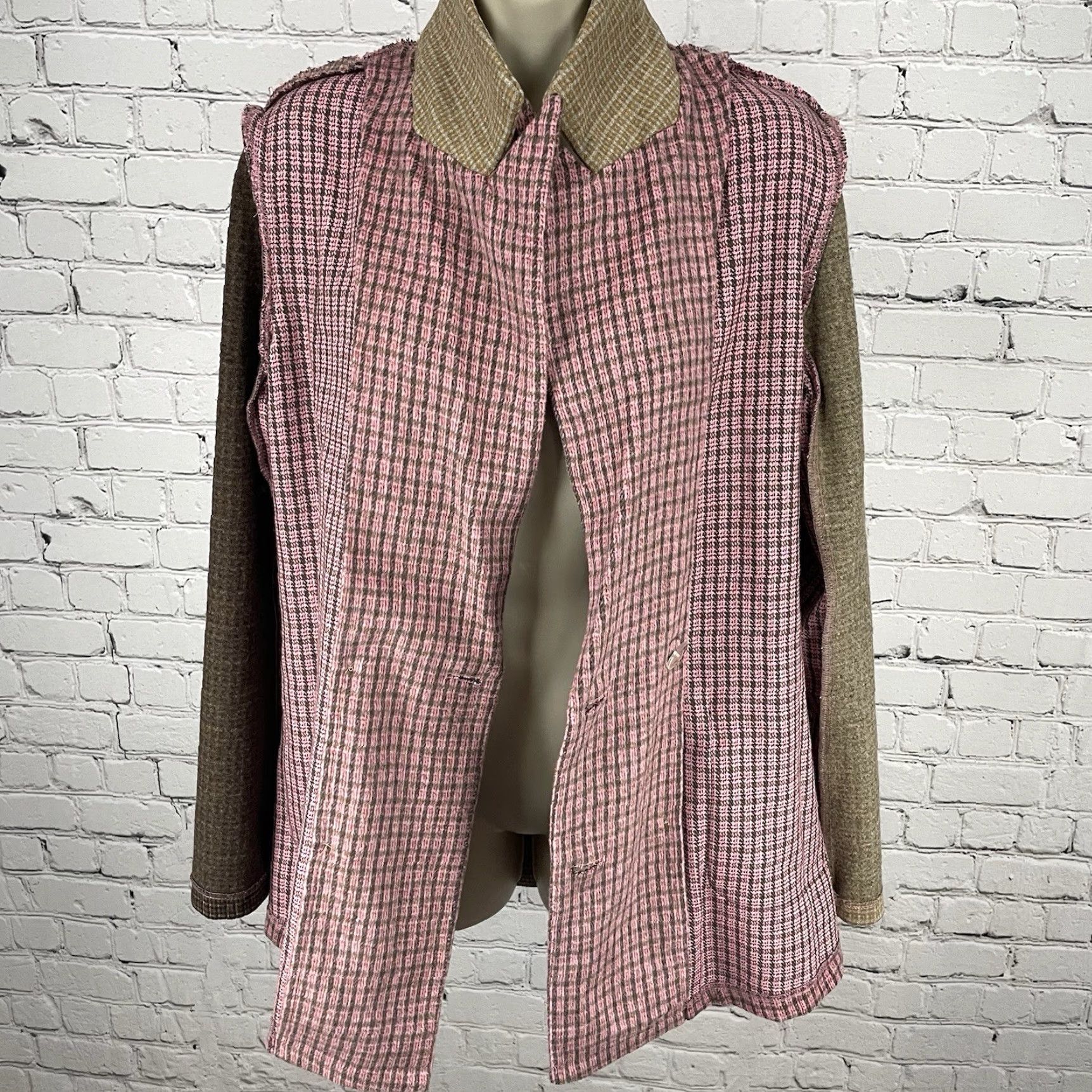 Vintage Mystree Pink & Brown Double Breasted Peak Vented Blazer Size S Womens Size S / US 4 / IT 40 - 7 Thumbnail
