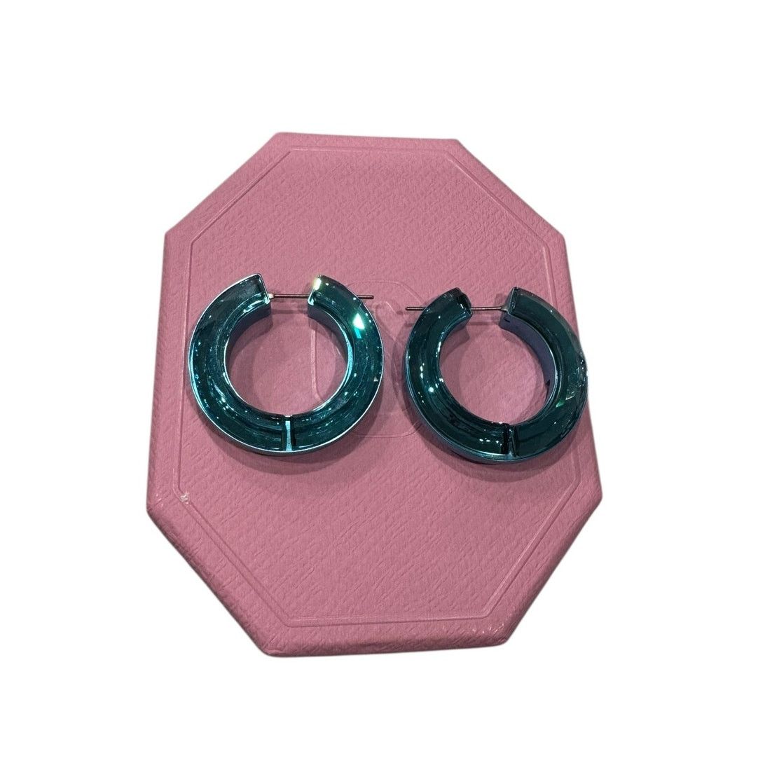 Swarovski Swarovski Hoop Earrings Lucent Blue Aluminum and Crystals Size ONE SIZE - 4 Thumbnail