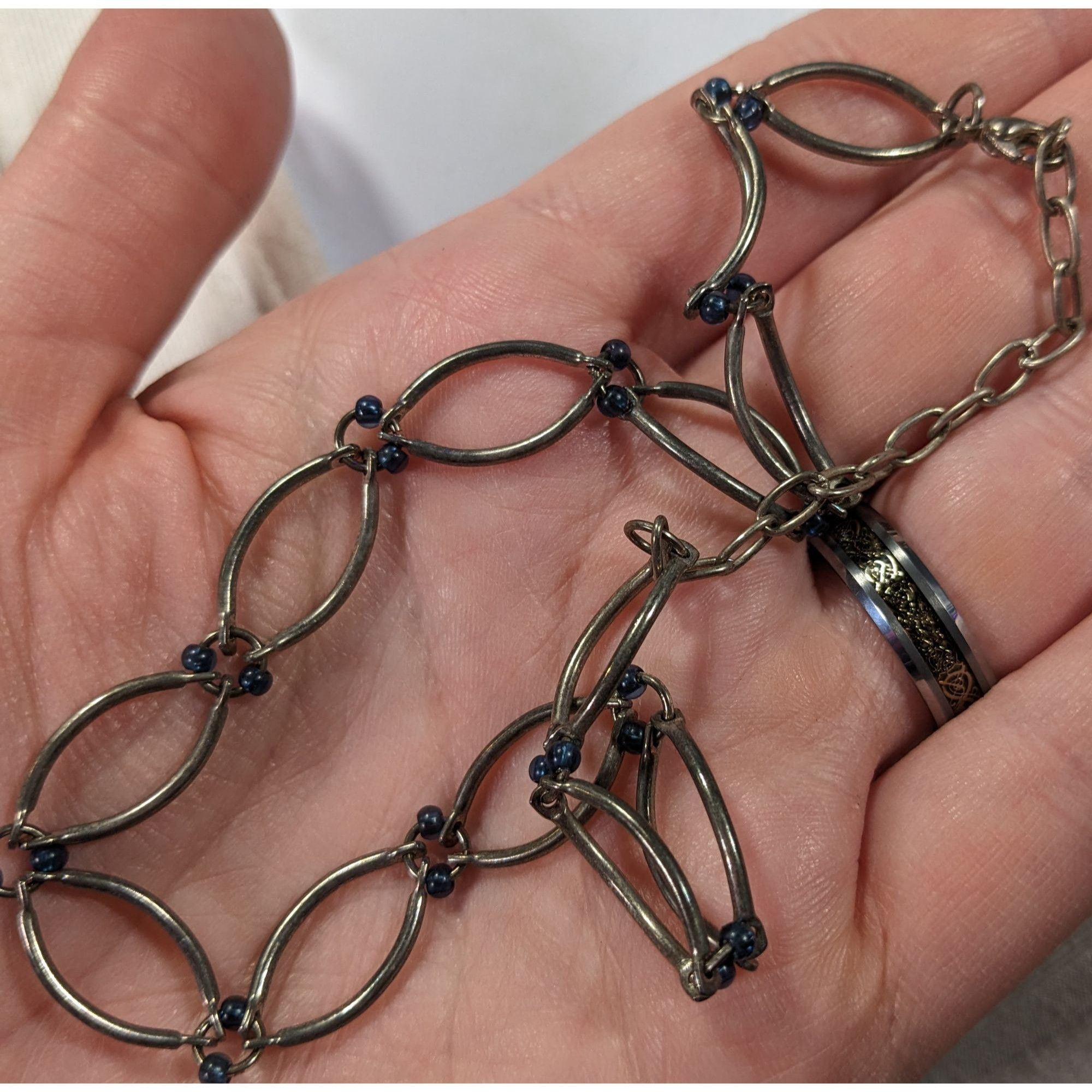 Other 90s Style Blue And Silver Tone Loop Link Necklace Size ONE SIZE - 3 Thumbnail