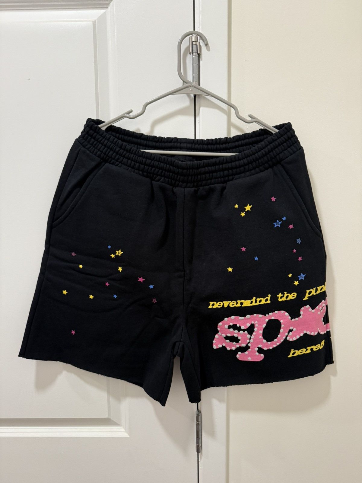 Sp5der Sp5der V2 punk sweat shorts ‘black’ Size US 31 - 1 Thumbnail