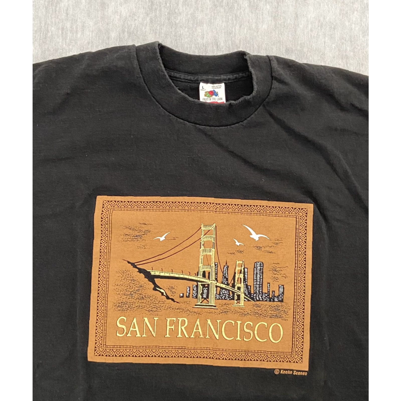 Vintage VINTAGE Keehn Scenes Shirt Adult Large Black Gold 1990s Graphic Tee Mens L Size US L / EU 52-54 / 3 - 3 Thumbnail