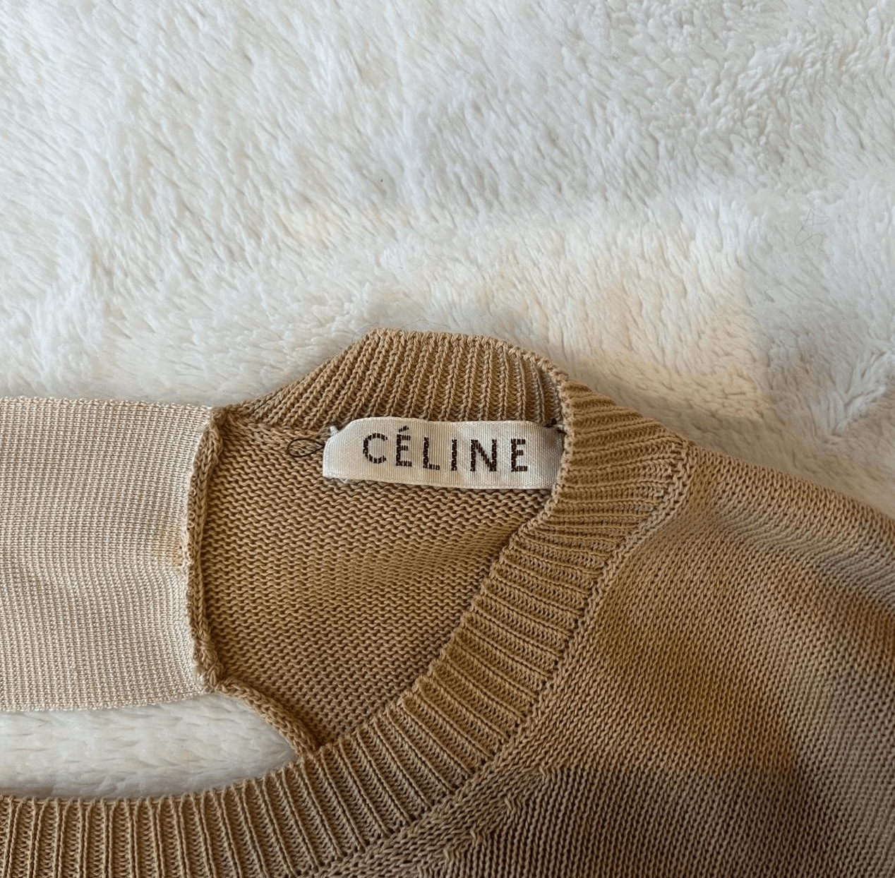 Celine CELINE Women's Tan and Brown Jumper with Cut-Out Detail Size XS / US 0-2 / IT 36-38 - 3 Thumbnail