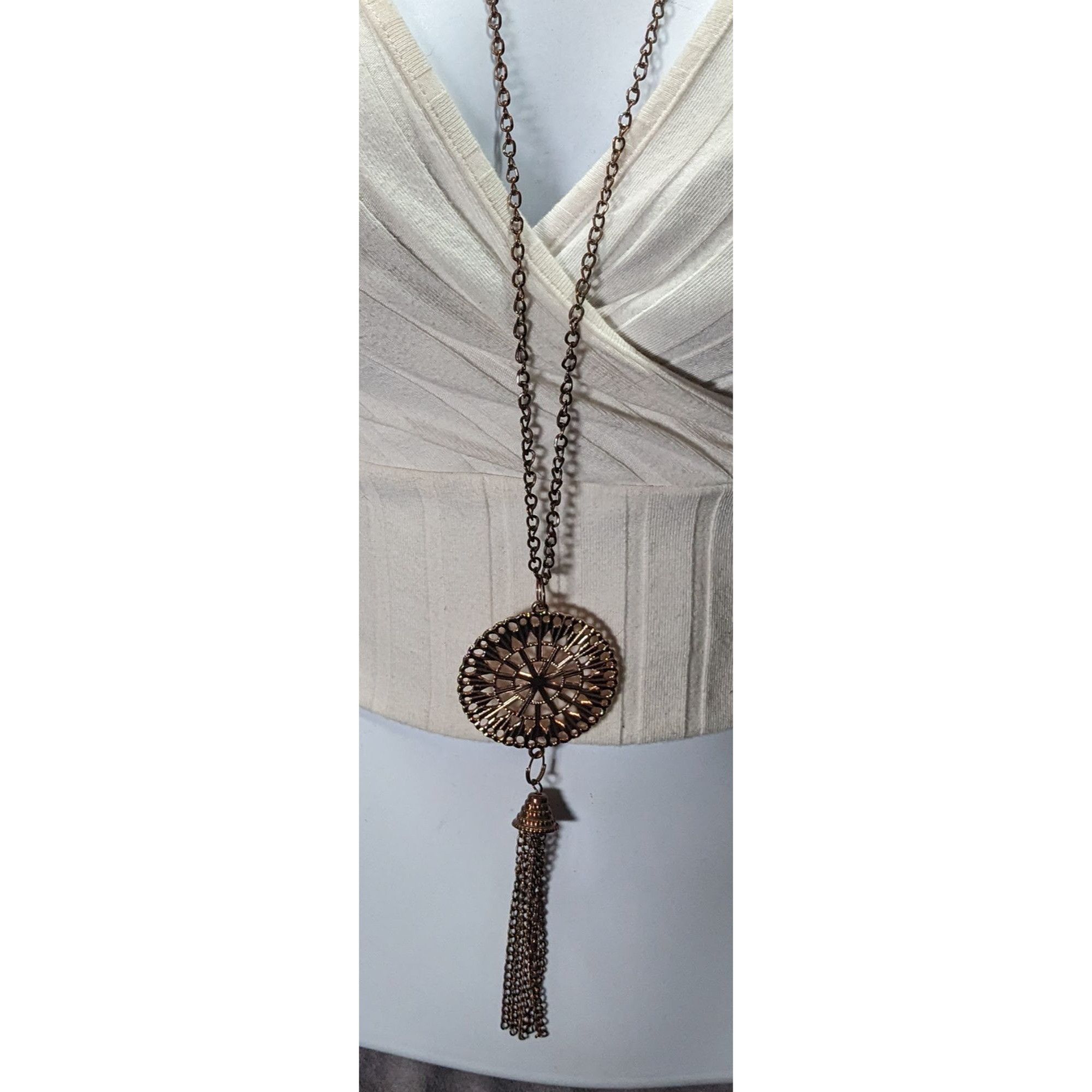 Other Bohemian Copper Tone Medallion Tassel Necklace Size ONE SIZE - 2 Thumbnail