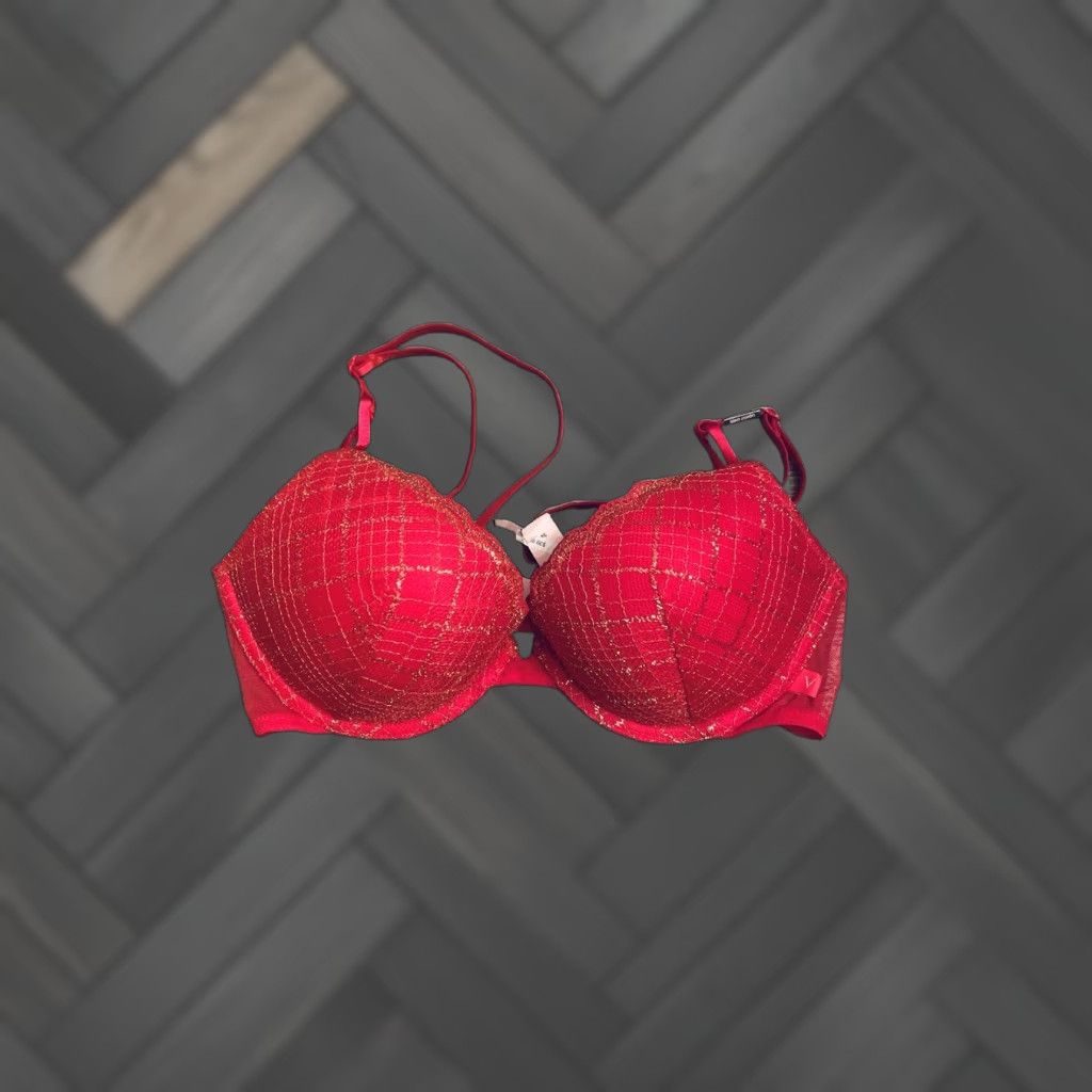 Victoria's Secret VINTAGE? Victoria's Secret PINK Pushup Bra 34C Red Womens Underwired Cup C 34 Supportive Lift Size ONE SIZE - 1 Thumbnail