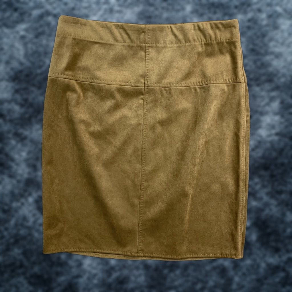 Vintage Max Studio Skirt Size S Brown Faux Suede Stretch Above Knee Unlined NWT Size 28" / US 6 / IT 42 - 1 Thumbnail