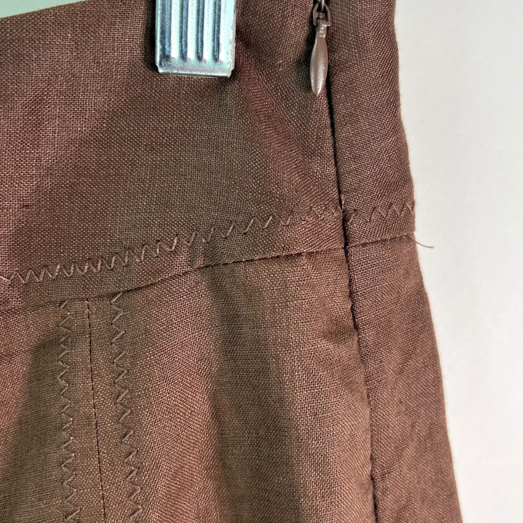 Willi Smith Willi Smith Linen Mini Skirt Women's Size 10 Casual Brown Side Zip Classic Size 32" / US 10 / IT 46 - 5 Thumbnail