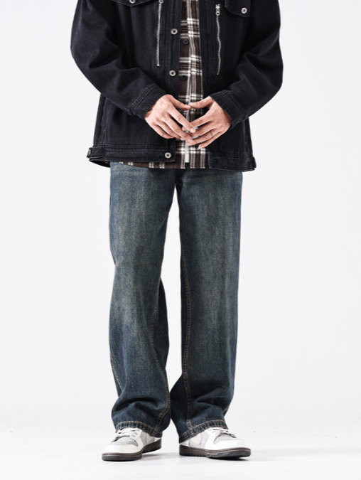 Japanese Brand × Jean Trendy high street straight men's loose retro jeans Size US 32 / EU 48 - 1 Thumbnail