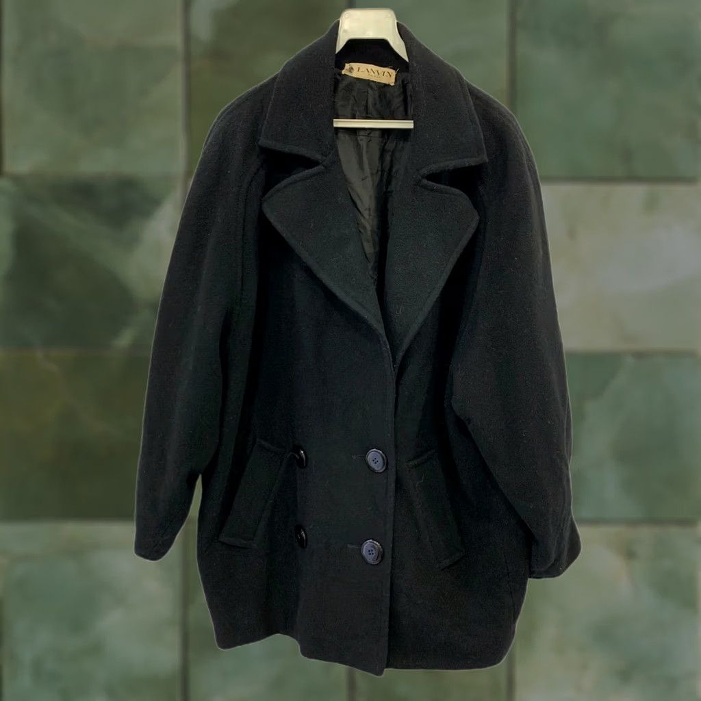 Lanvin VINTAGE Lanvin Paris Wool Blend Coat Black Oversized XL Overcoat Peacoat Women Mens? XL Size XL / US 12-14 / IT 48-50 - 1 Thumbnail