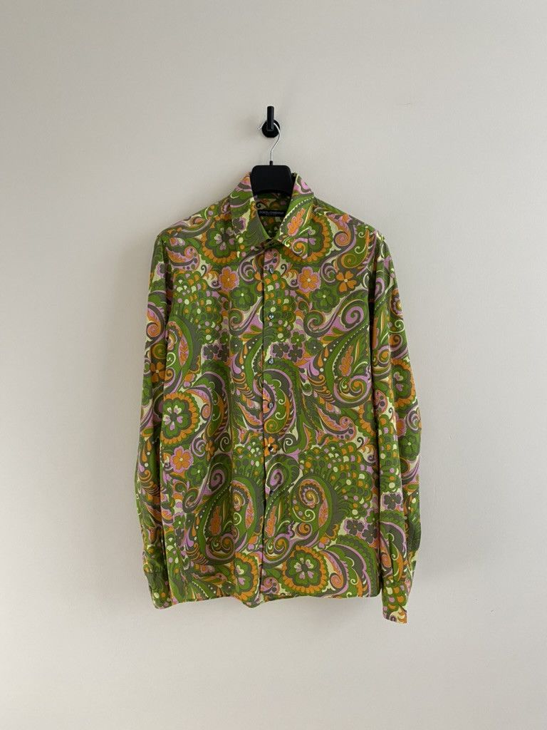 Dolce & Gabbana Green Paisley Long Sleeve Button Up Shirt EU 44 Size US S / EU 44-46 / 1 - 1 Thumbnail