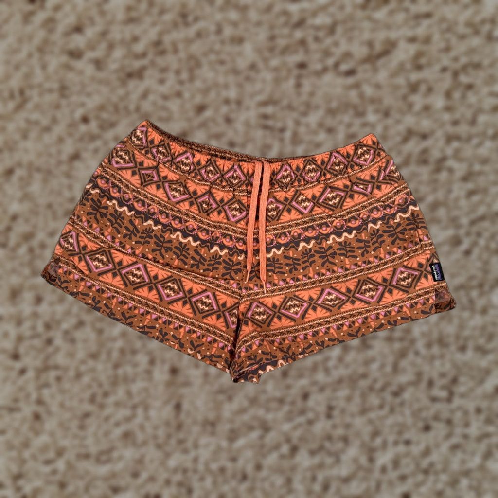 Patagonia Patagonia Womens Short Shorts Casual Beach Geometric Tribal Orange Nylon Drawstring Pockets Size 32" / US 10 / IT 46 - 1 Thumbnail
