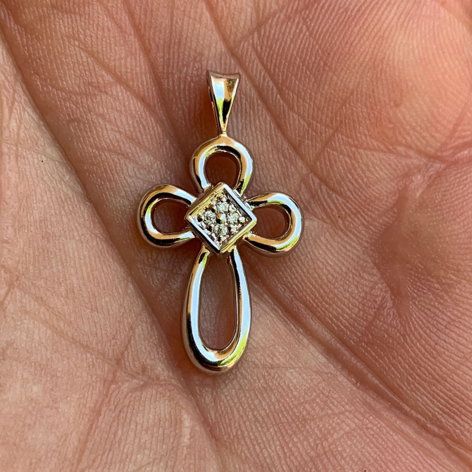 Other Small Cross Silver-Tone Pendant With Cubic Zirconia Accents Size ONE SIZE - 7 Thumbnail