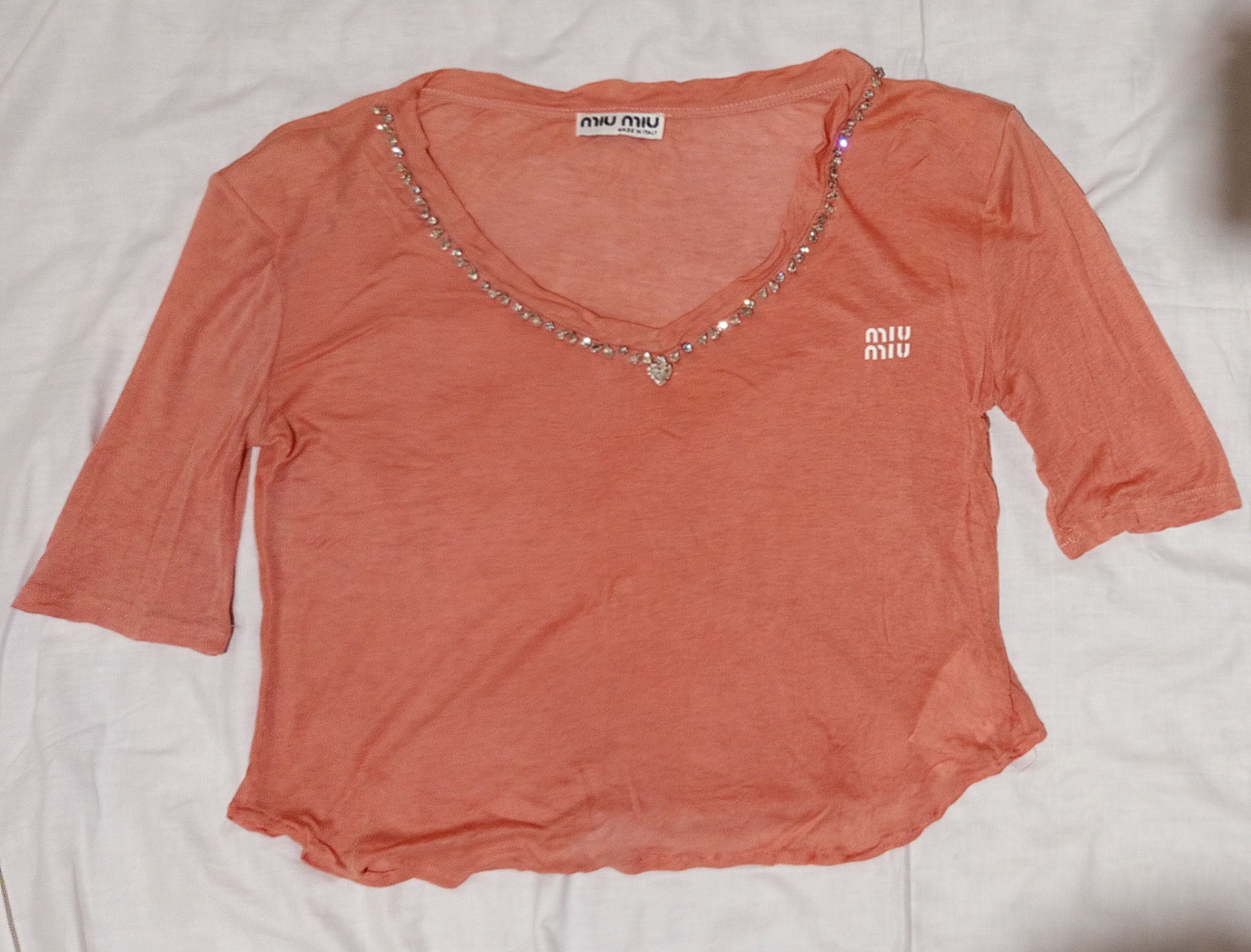 Miu Miu Miu Miu V Neck Short Sleeve Shirt Size M / US 6-8 / IT 42-44 - 1 Thumbnail