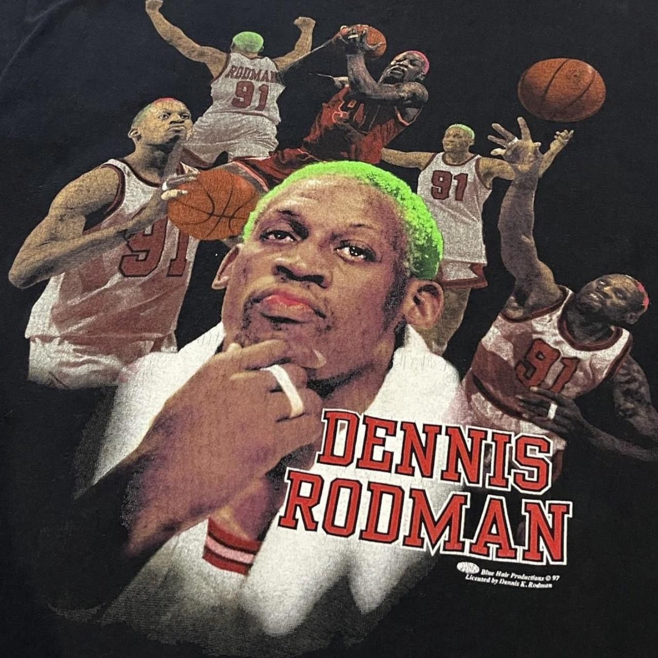Vintage Vintage 1997 Dennis Rodman T Shirt Blue Hair Productions Med Size US M / EU 48-50 / 2 - 4 Thumbnail