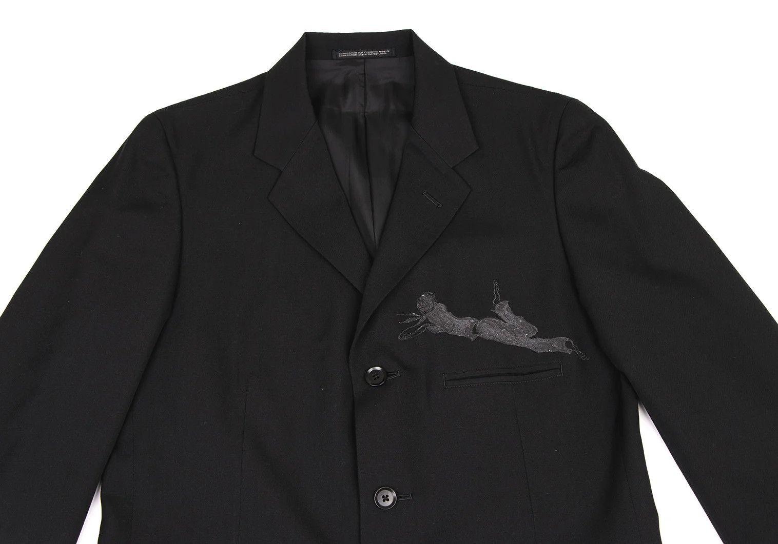 Yohji Yamamoto Yohji Yamamoto Wool Gabardine Embroidered Jacket Size US M / EU 48-50 / 2 - 2 Thumbnail