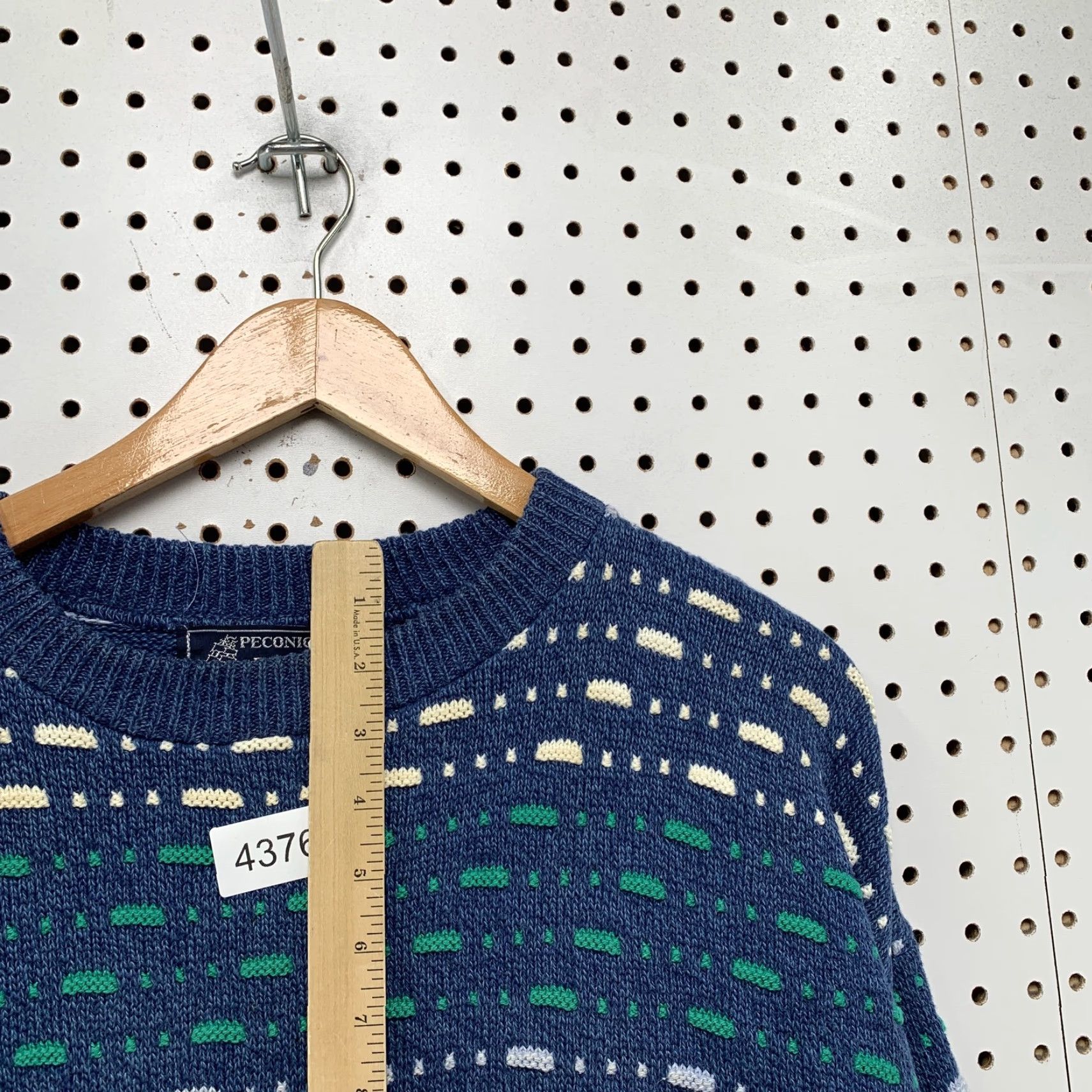 Vintage VINTAGE Peconic Bay Traders 3d Knit Sweater Blue XL Crewneck Pullover Made in USA Mens Sweatshirt Knit Pullover Geometric Pattern Winter 3d Knit Size US XL / EU 56 / 4 - 7 Thumbnail
