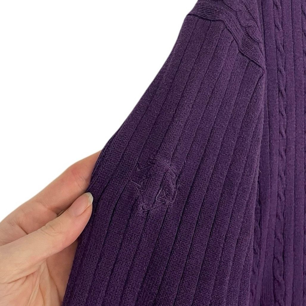 Descente Descente Vintage Purple Cable Knit V-Neck Sweater Size L / US 10 / IT 46 - 4 Thumbnail