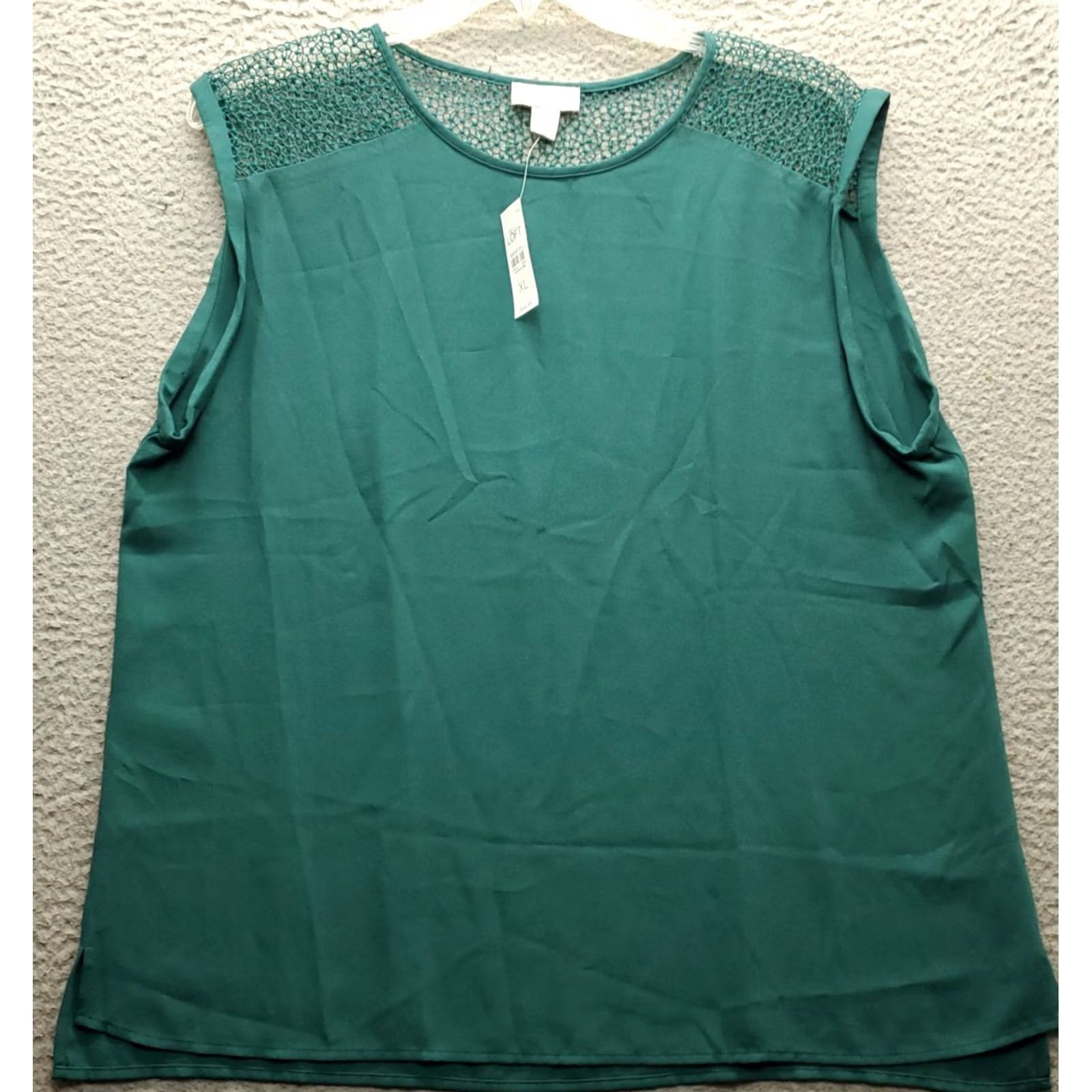 Loft LOFT Ann Taylor Tank Top Womens XL Green Crochet Lace Trim Sleeveless Round Neck Shirt Women XL Green Casual Summer Size XL / US 12-14 / IT 48-50 - 2 Thumbnail