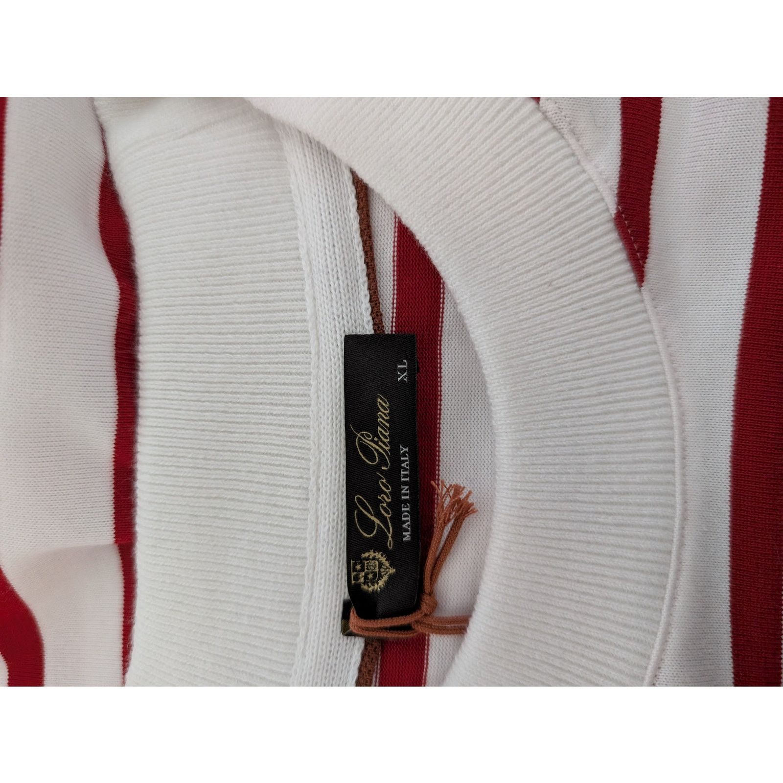 Loro Piana o1rshd1 Men's T-Shirt ML Riomaggiore in White/Red Size US XL / EU 56 / 4 - 10 Thumbnail