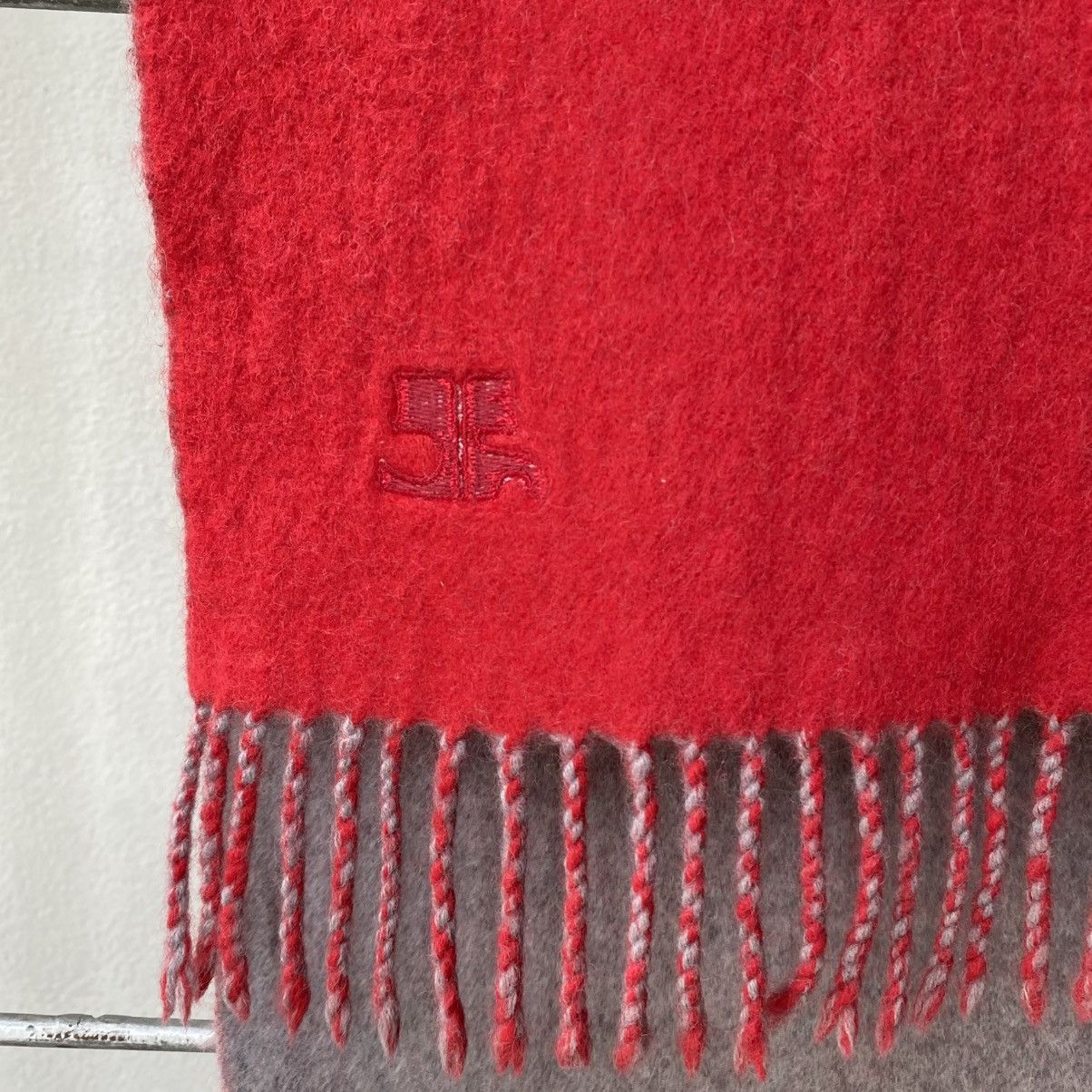 Courreges COURREGES Red & Grey 100% Wool Scarf Size ONE SIZE - 15 Thumbnail