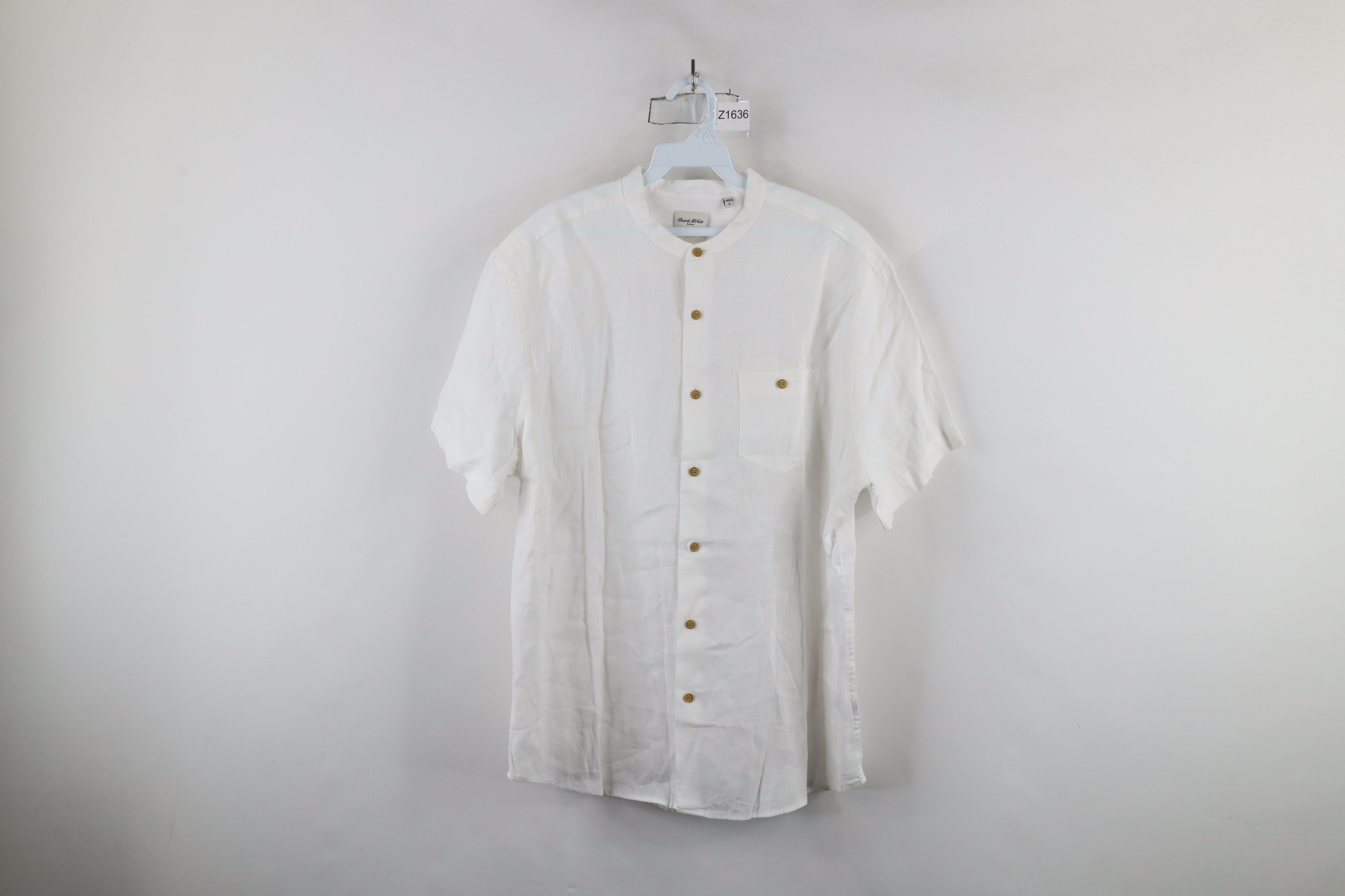 Vintage Bair McNutt Irish Linen Sheer Short Sleeve Band Button Shirt Size US L / EU 52-54 / 3 - 1 Thumbnail