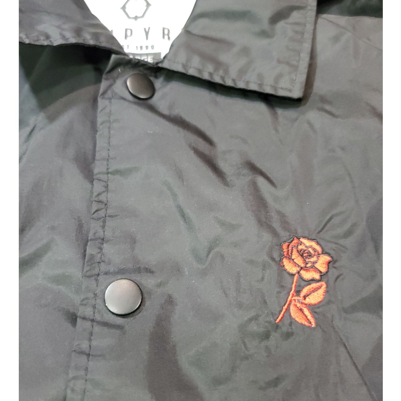 Empyre Empyre | Rose Embroidered Black Coach's Windbreaker| XL Size XL / US 12-14 / IT 48-50 - 2 Thumbnail