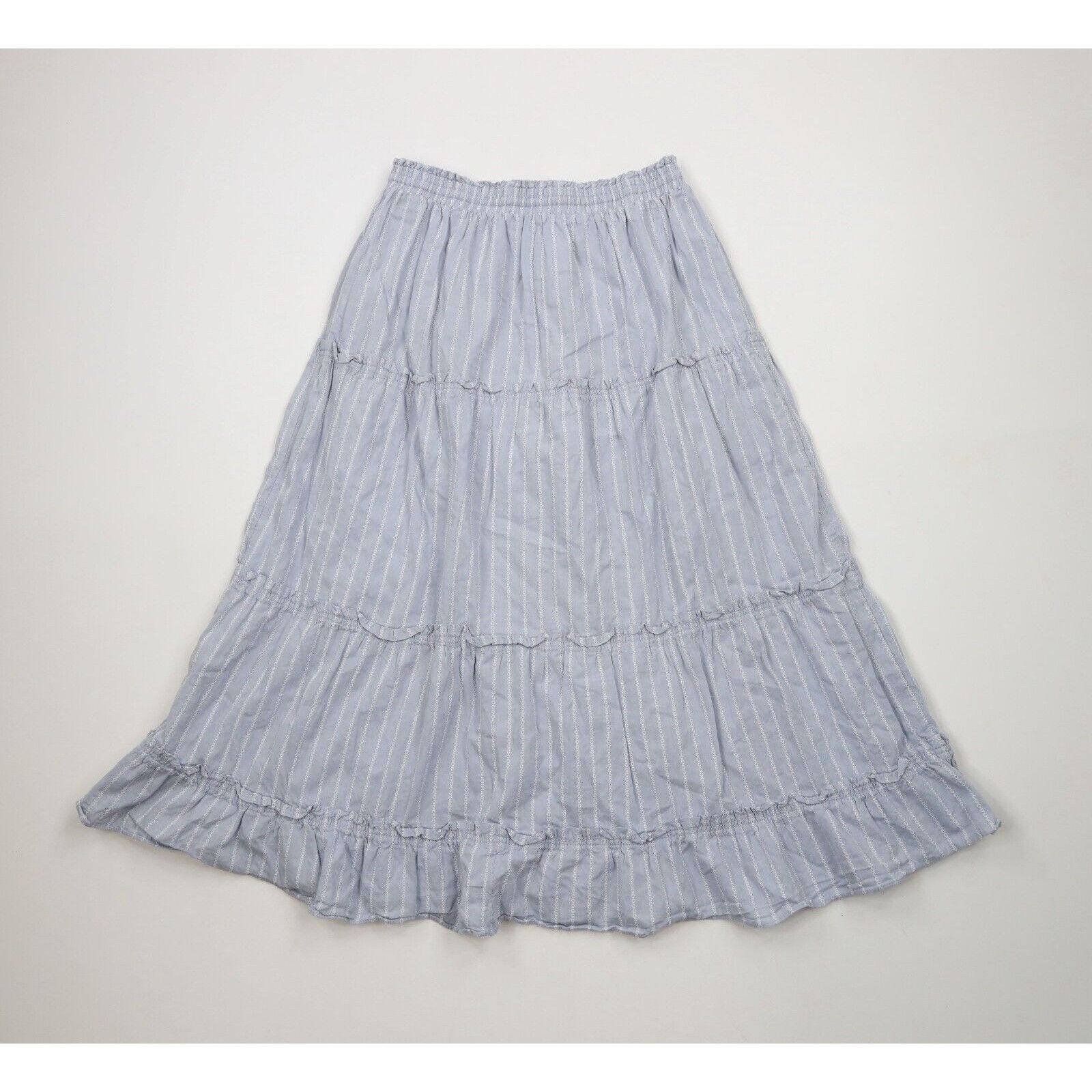 Madewell Madewell Pull On Cotton Striped Tiered Ruffled Maxi Skirt Size 28" / US 6 / IT 42 - 7 Thumbnail