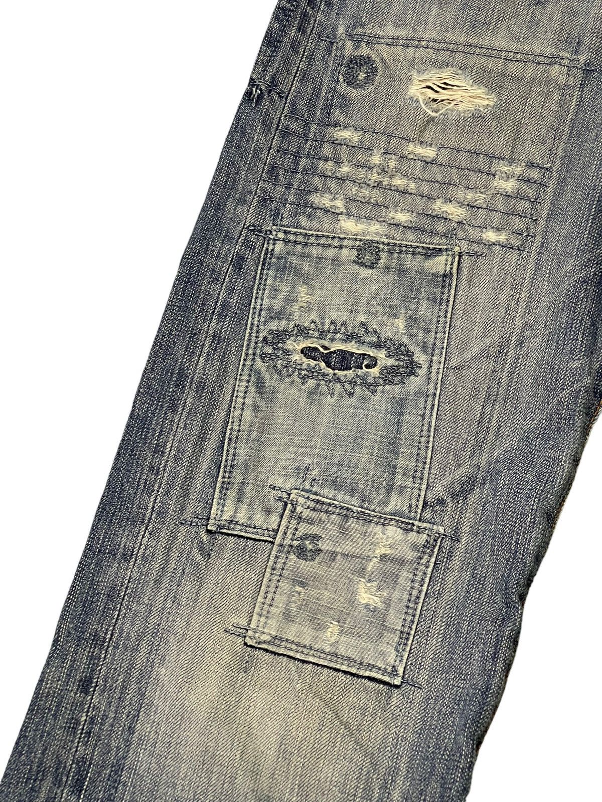 Japanese Brand Boro Jeans Bartacks Japan Patchwork Denim Cropped 7🟦9 Size US 29 - 6 Thumbnail