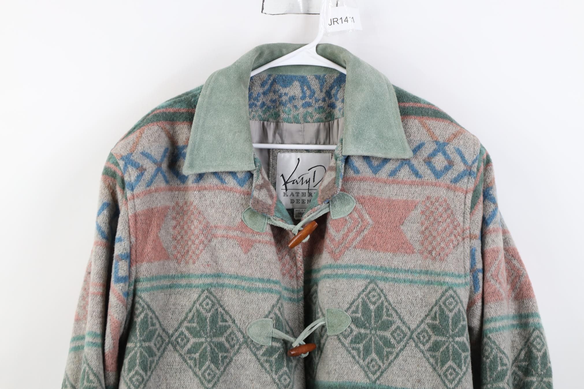 Vintage Vintage 90s Streetwear Button Southwestern Wool Suede Jacket Size XL / US 12-14 / IT 48-50 - 2 Thumbnail