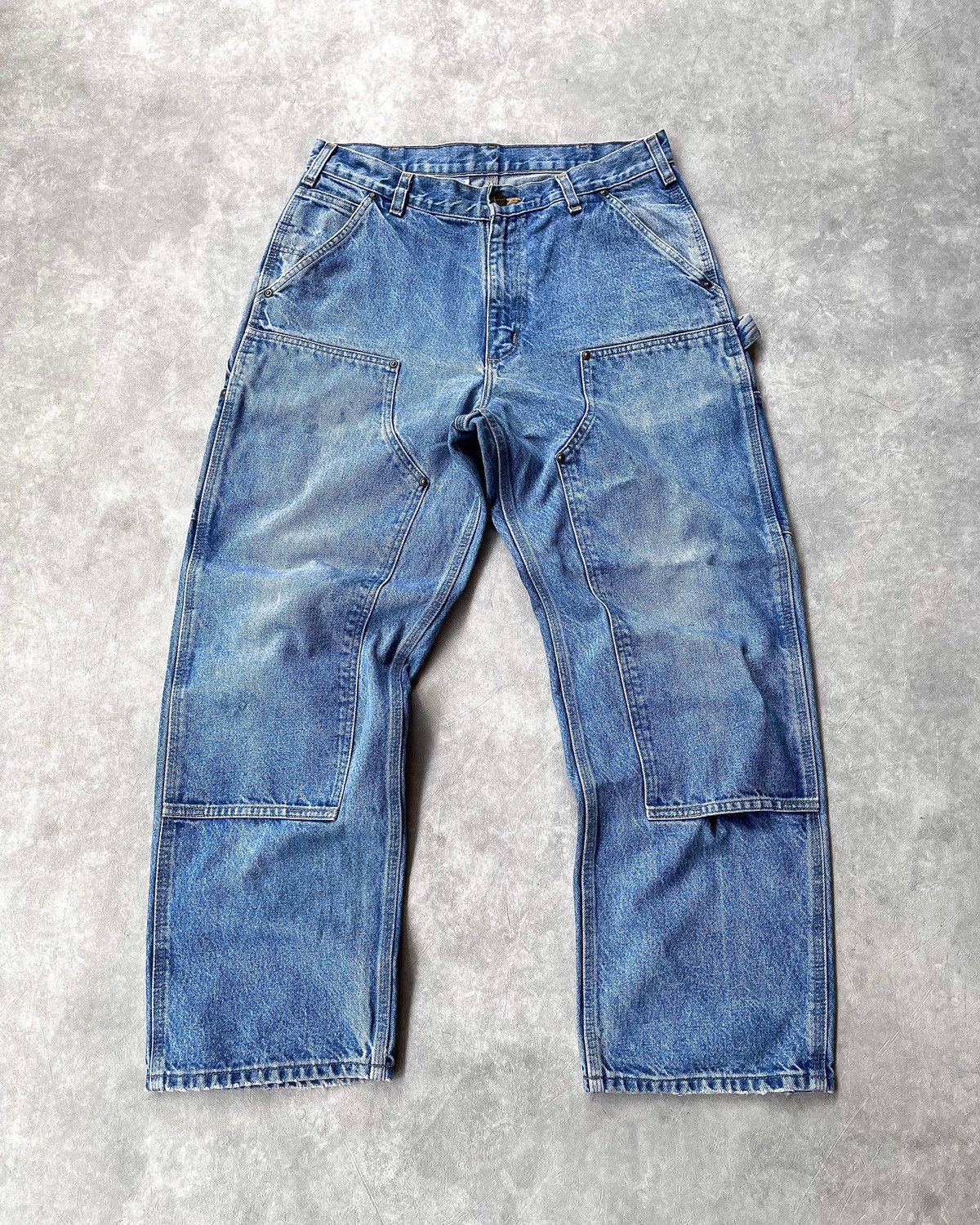 Carhartt Fadedd Darkstonee Carhartt Double Knee Pant B73-DST Size US 34 / EU 50 - 1 Thumbnail