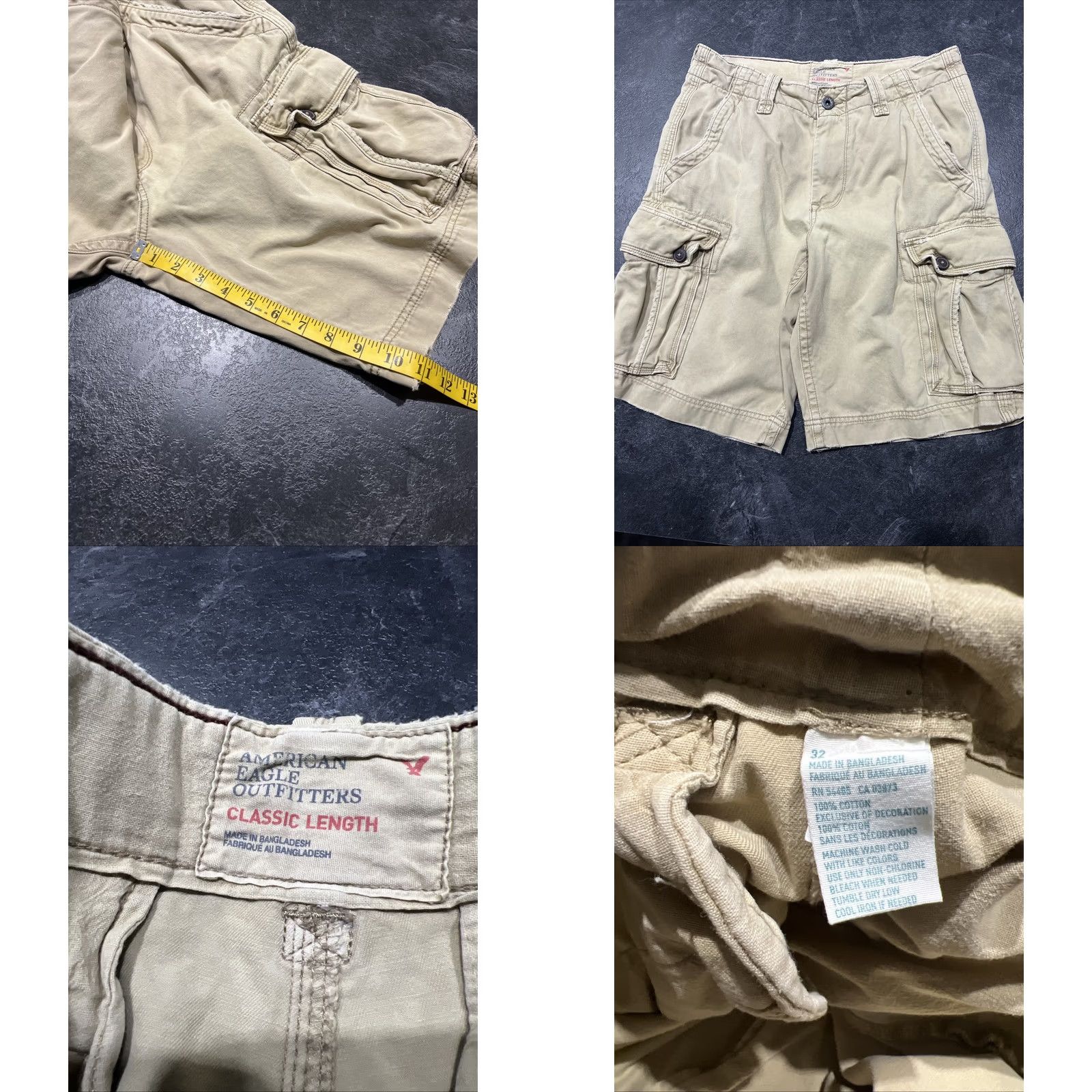 Vintage AMERICAN EAGLE Cargo Shorts Mens Size 32 Tan Brown Cotton Flat Front Belt Loops 9in Inseam Regular Modern Casual Vintage: No Size US 32 / EU 48 - 8 Thumbnail