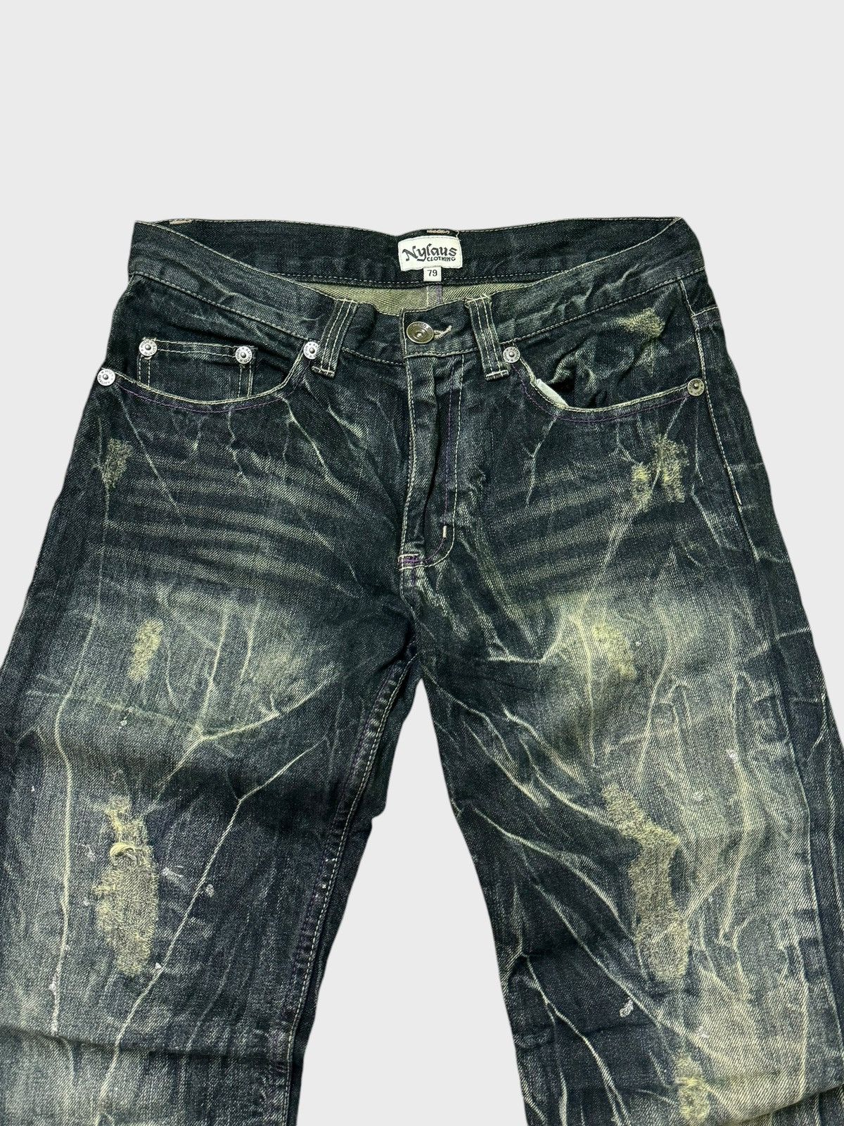 Hysteric Glamour × Japanese Brand NYLAUS JEANS Acid Wash Paint Splash Distressed Jeans Size US 30 / EU 46 - 3 Thumbnail