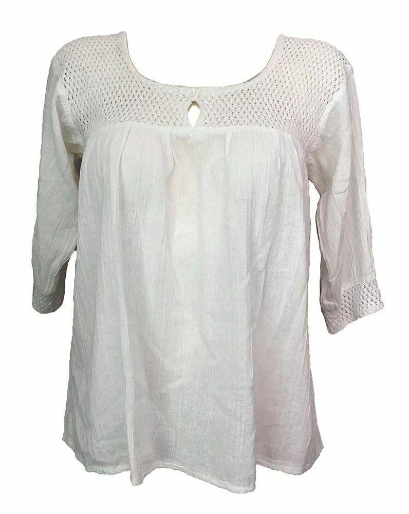 Designer Pre Owned White Hand Made Blouse M Size M / US 6-8 / IT 42-44 - 1 Thumbnail