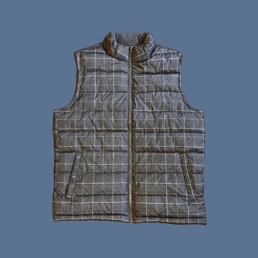 Gap Gap Warmest Vest Herringbone Plaid Puffer Men’s Large Grey Size US L / EU 52-54 / 3 - 1 Thumbnail