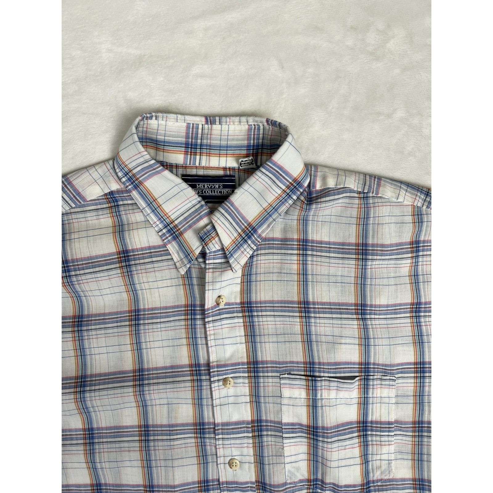 Other Vintage Mervyns Shirt Mens Large Blue Plaid Short Sleeve But Size US L / EU 52-54 / 3 - 2 Thumbnail