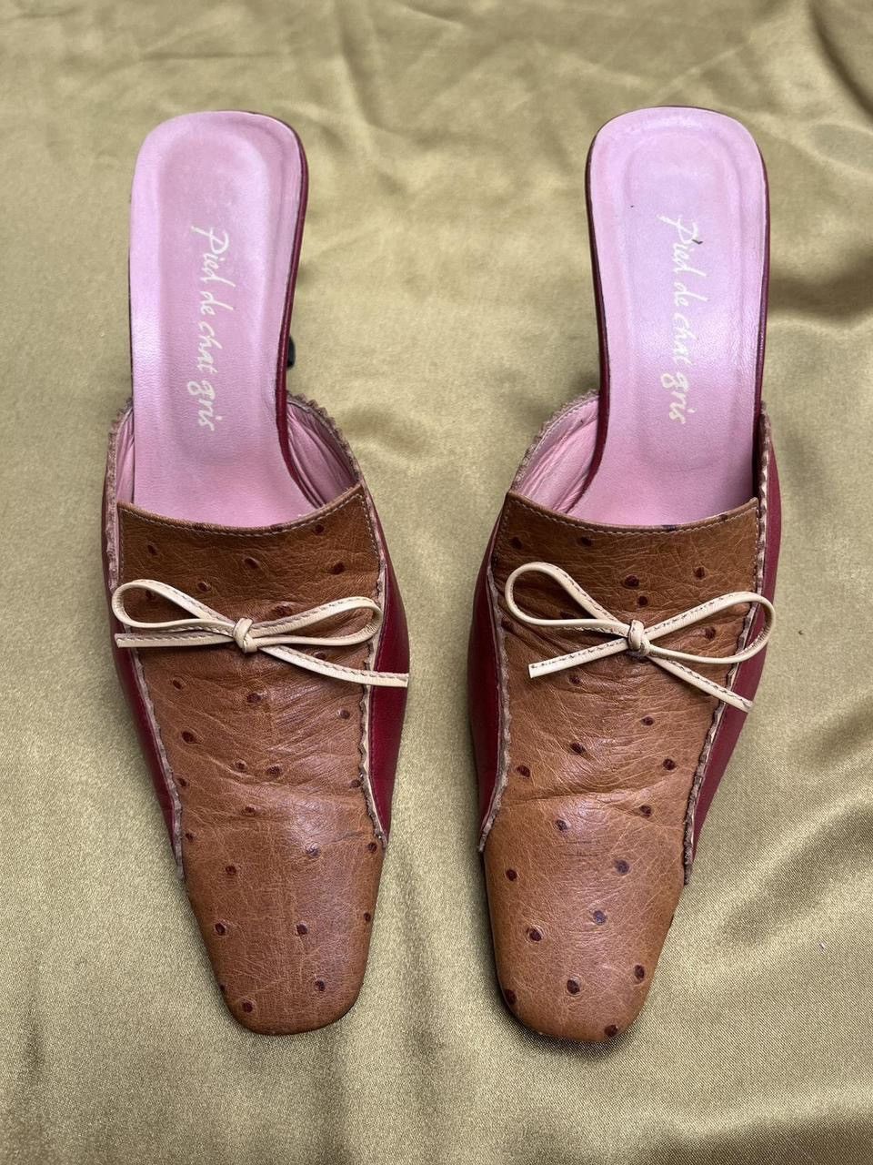Japanese Brand Vintage Pied de chat gris mule heels Size US 5.5 / IT 35.5 - 3 Thumbnail