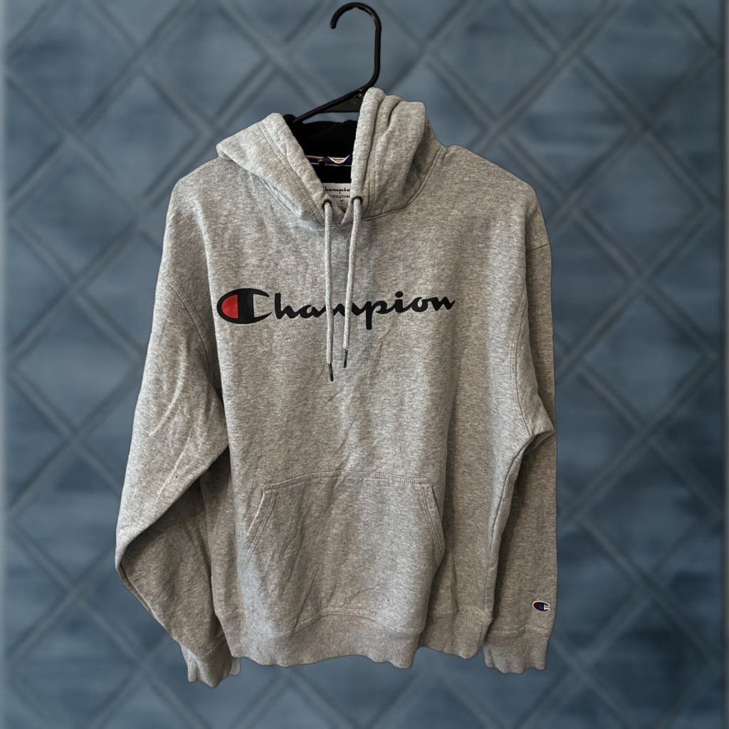 Champion VINTAGE Champion Hoodie Mens Size Medium Gray Logo Pullover Hooded Fleece Activewear Size US M / EU 48-50 / 2 - 1 Thumbnail