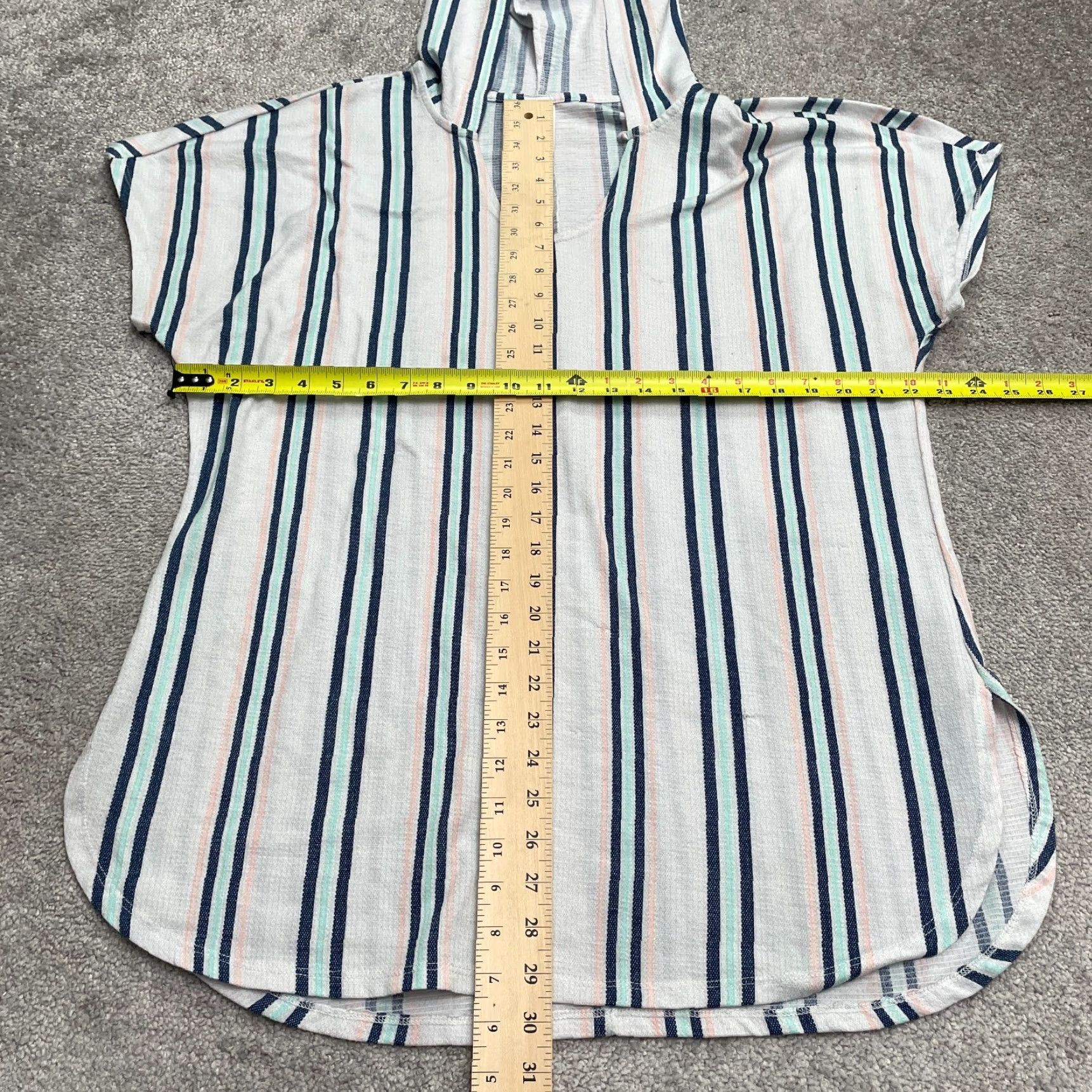 Vintage Time And Tru Hoodie Beach Cover Up Womens L White Blue Striped Short Sleeve Size L / US 10 / IT 46 - 7 Thumbnail
