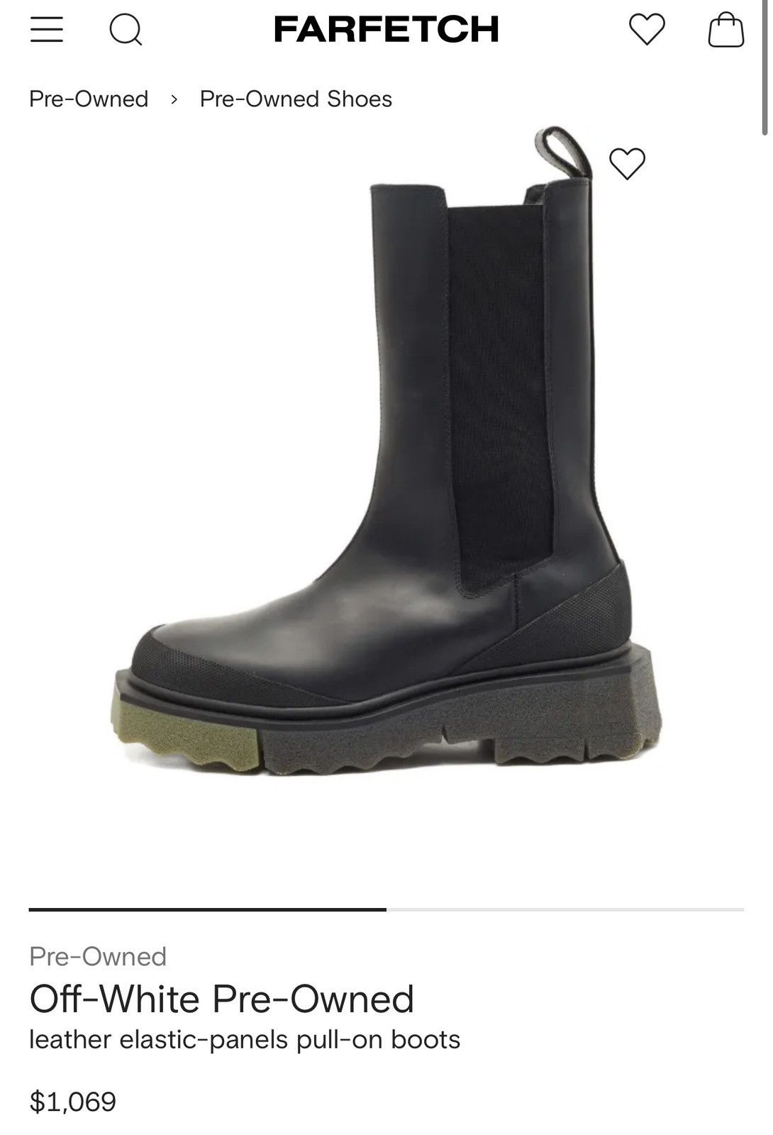 Off-White Off-White Black Leather Chelsea Boots Tab Mid-Calf EU 38 Size US 8 / IT 38 - 1 Thumbnail