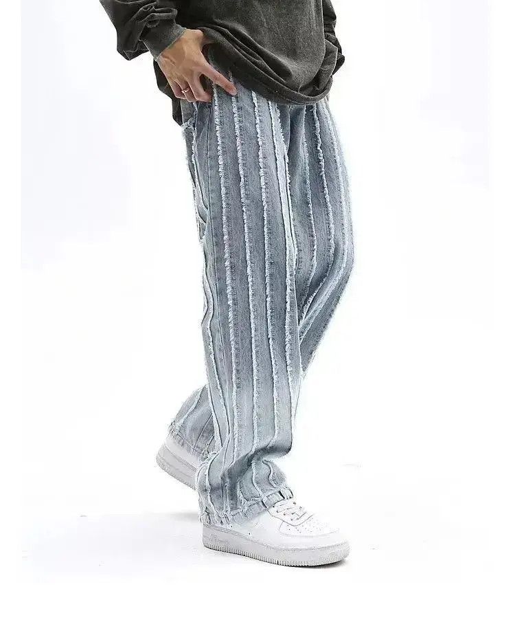 Japanese Brand Striped Baggy Flared Wide Leg Jeans y2k retro Size US 32 / EU 48 - 3 Thumbnail