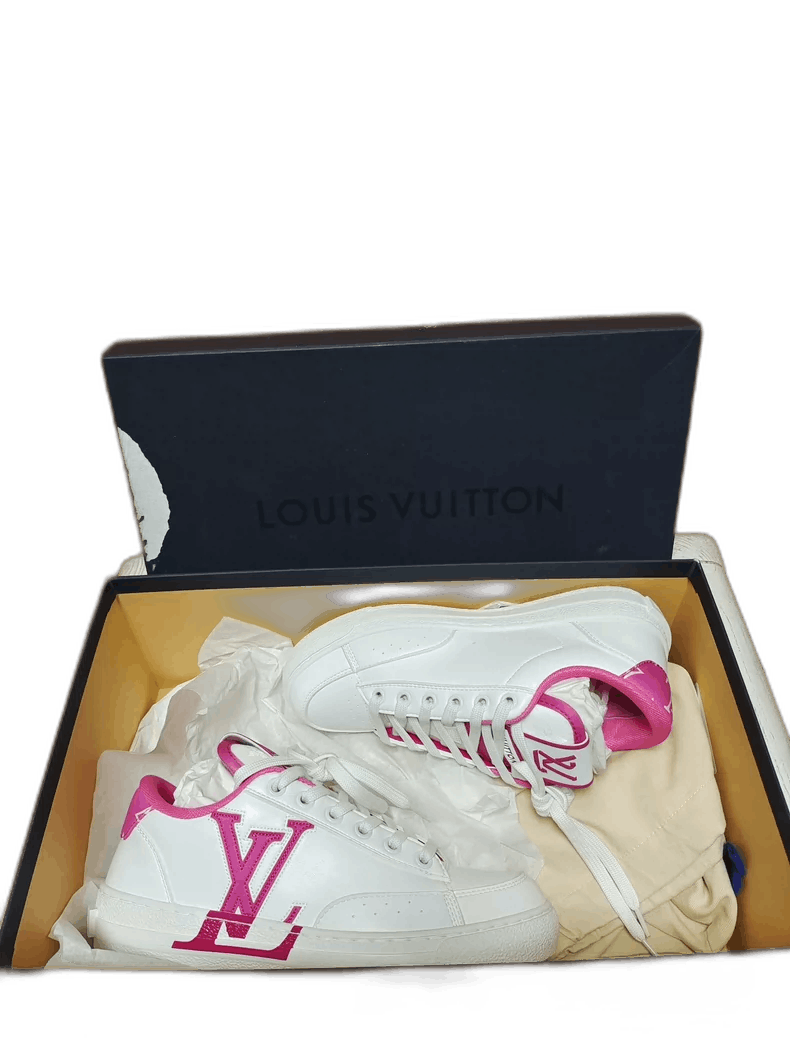 Louis Vuitton Louis Vuitton LV Women's White Sneakers with Pink Accents- Size US 5 / IT 35 - 1 Thumbnail