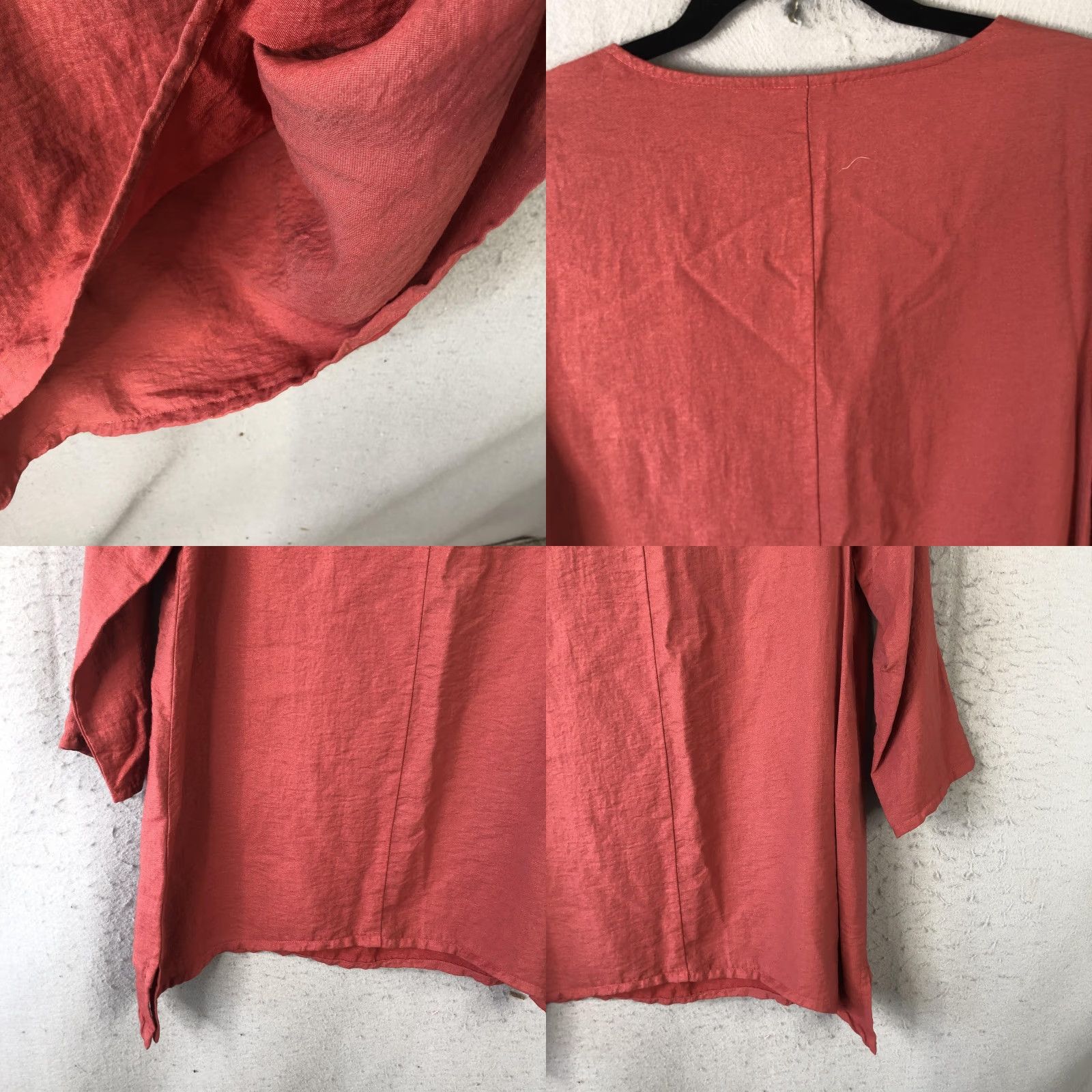 Vintage Et'Lois Blouse Shirt Womens XS Red Rayon Nylon Scoop Neck 3/4 Sleeve Tunic High-Low Hem Casual USA Size XS / US 0-2 / IT 36-38 - 9 Thumbnail