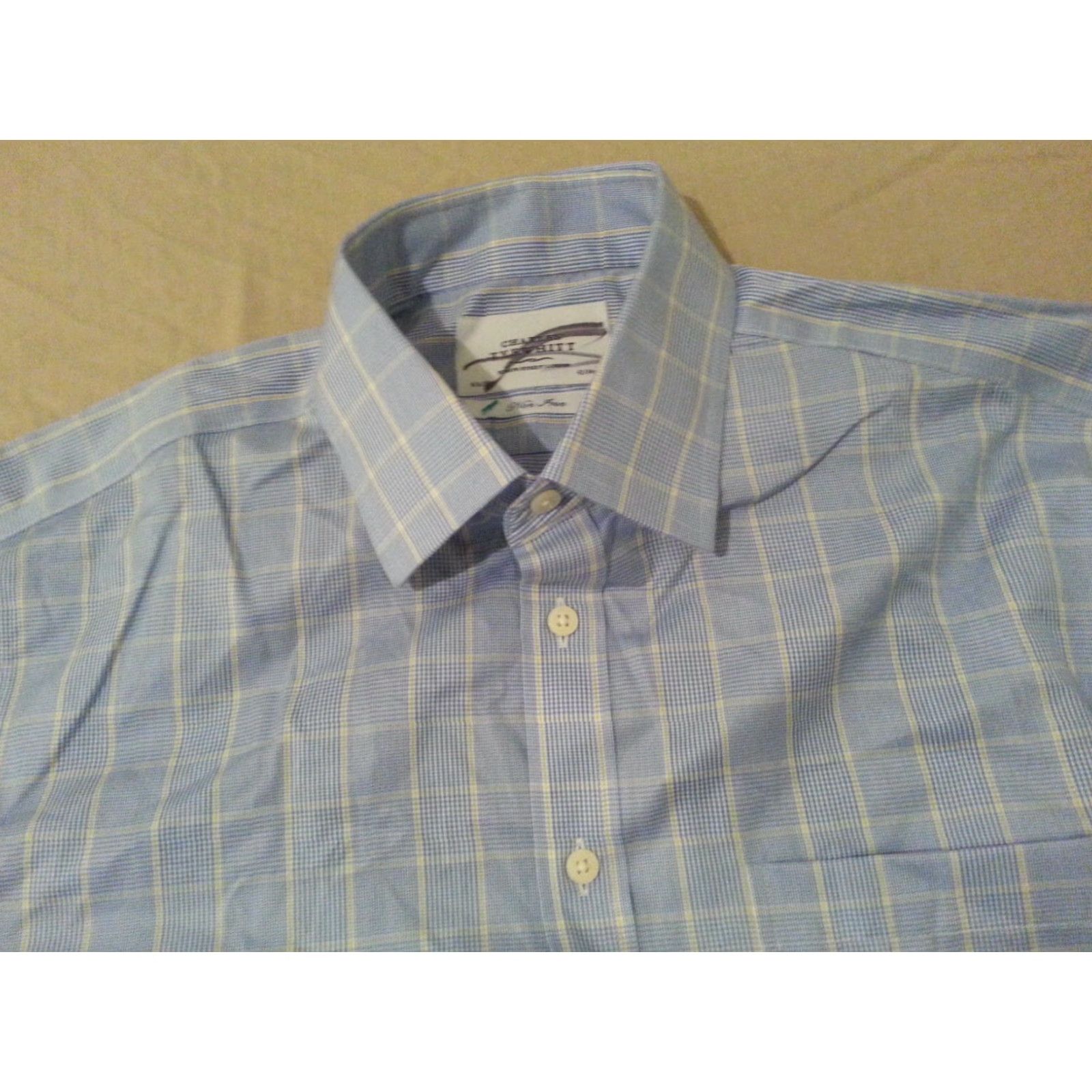 Charles Tyrwhitt VINTAGE Charles Tyrwhitt Dress Shirt 16.5 33 Blue Yellow Cotton Mens Shirt 16.5 33 Yellow Mens Size 46R - 4 Thumbnail