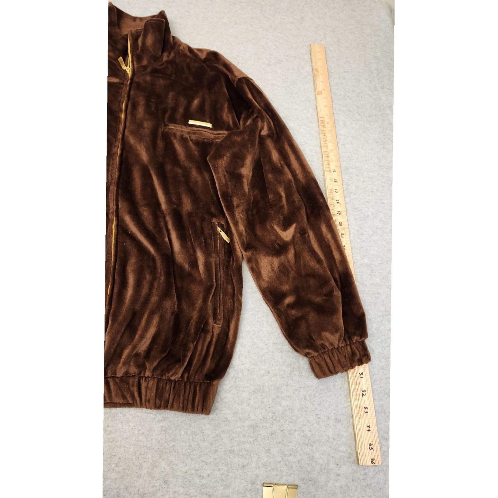 Kleman Leeman Jacket Mens M Brown Velour Full Zip Track Warm Up Retro Korea Size US M / EU 48-50 / 2 - 2 Thumbnail